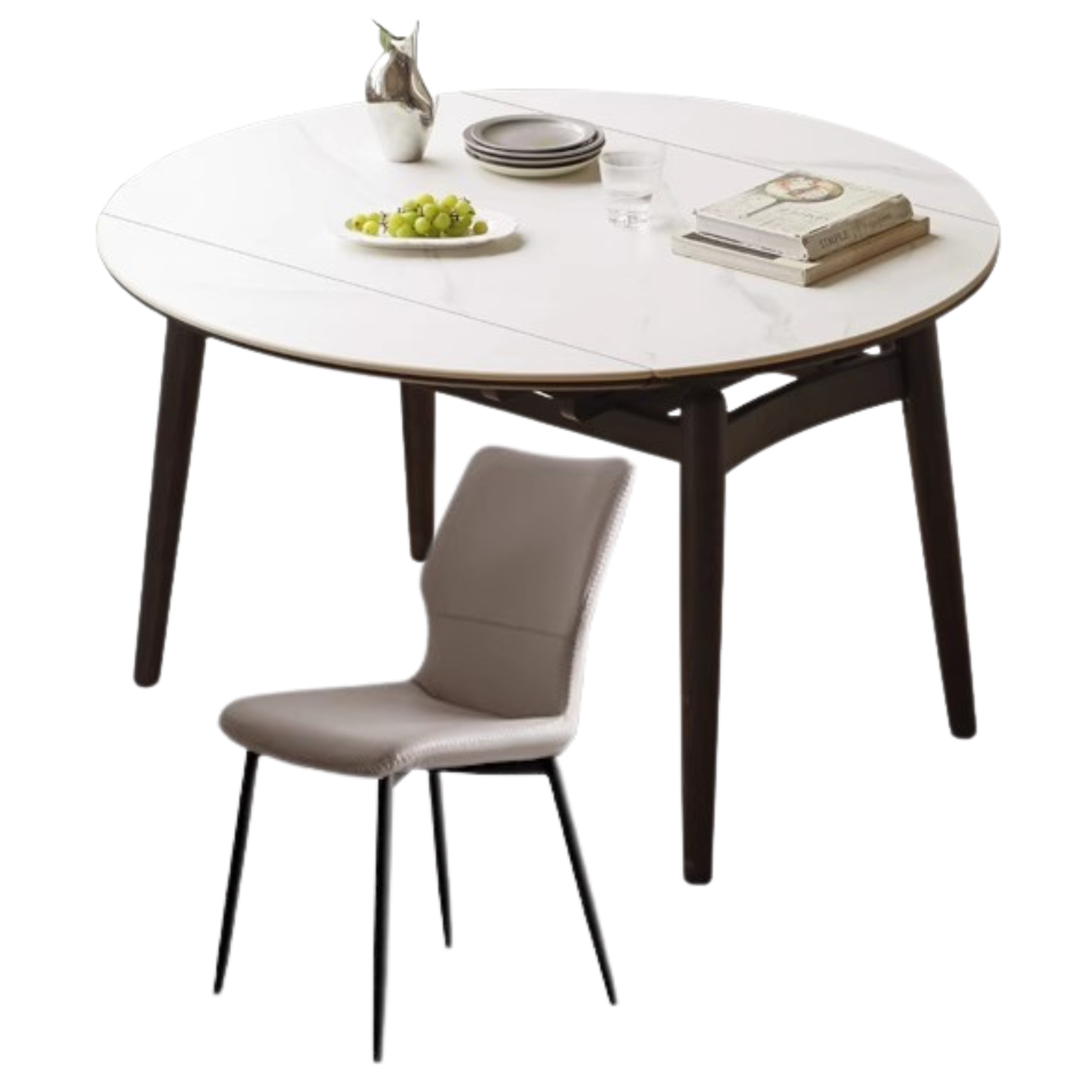 Oak Solid Wood Light Luxury Rock Retractable Dining Table