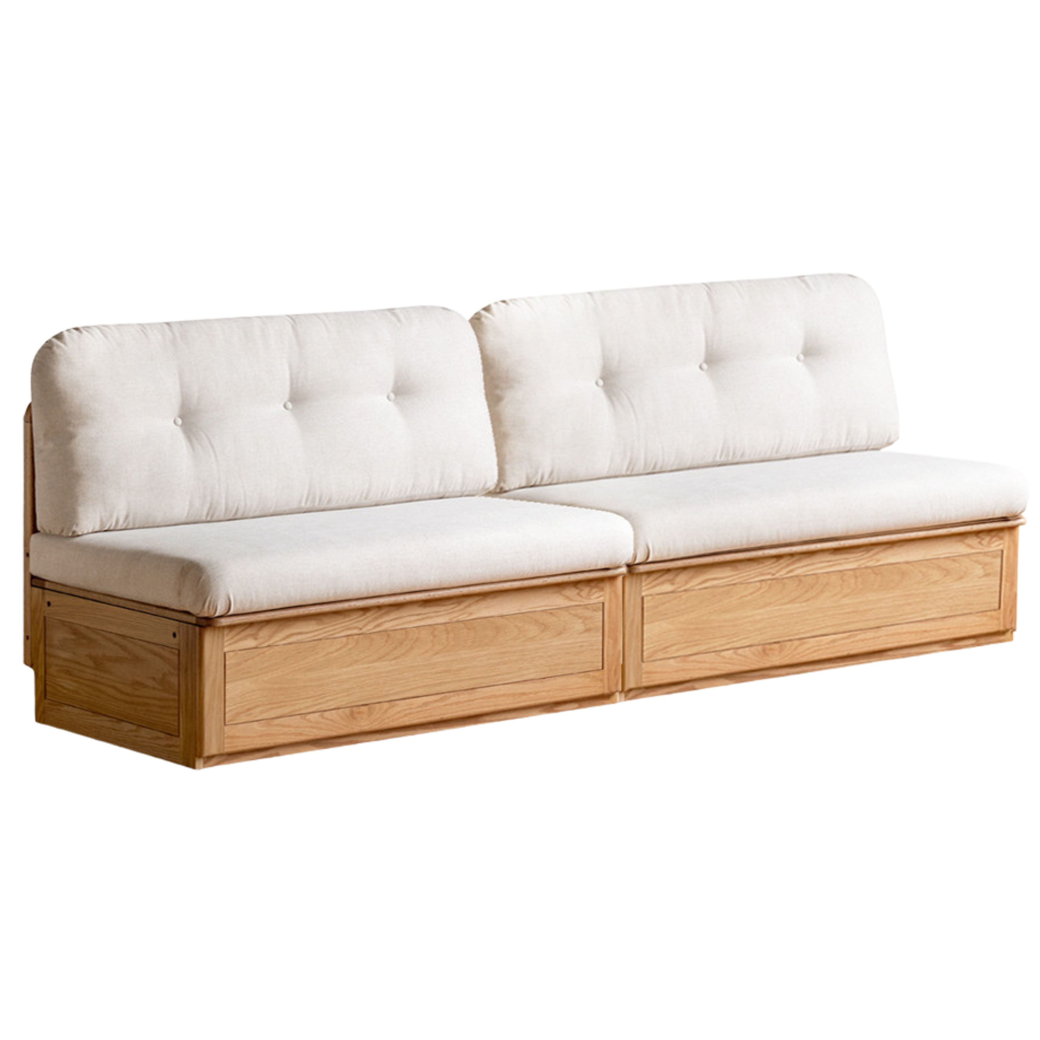 Oak Solid Wood Fabric Card Seat Floor Box Sofa