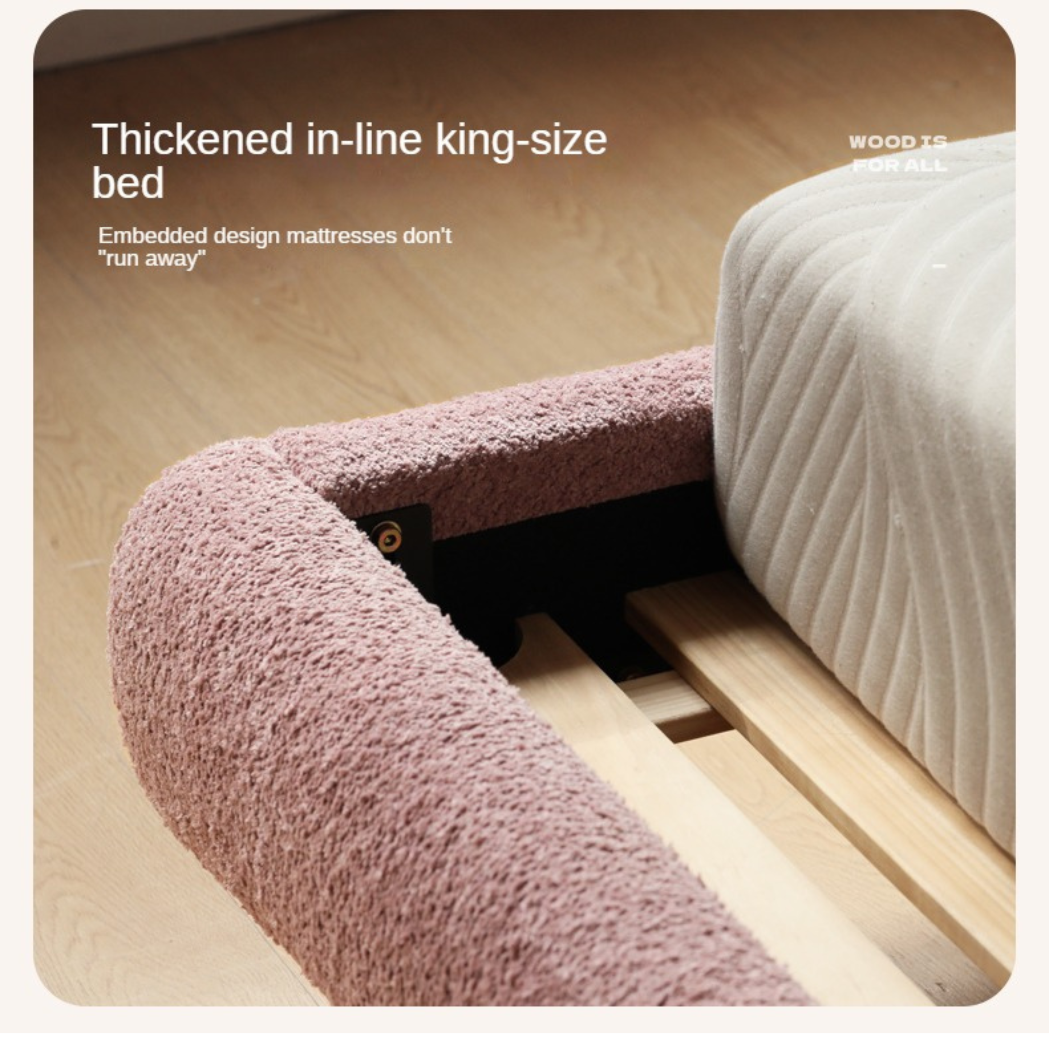 Pink Fabric light luxury big bed