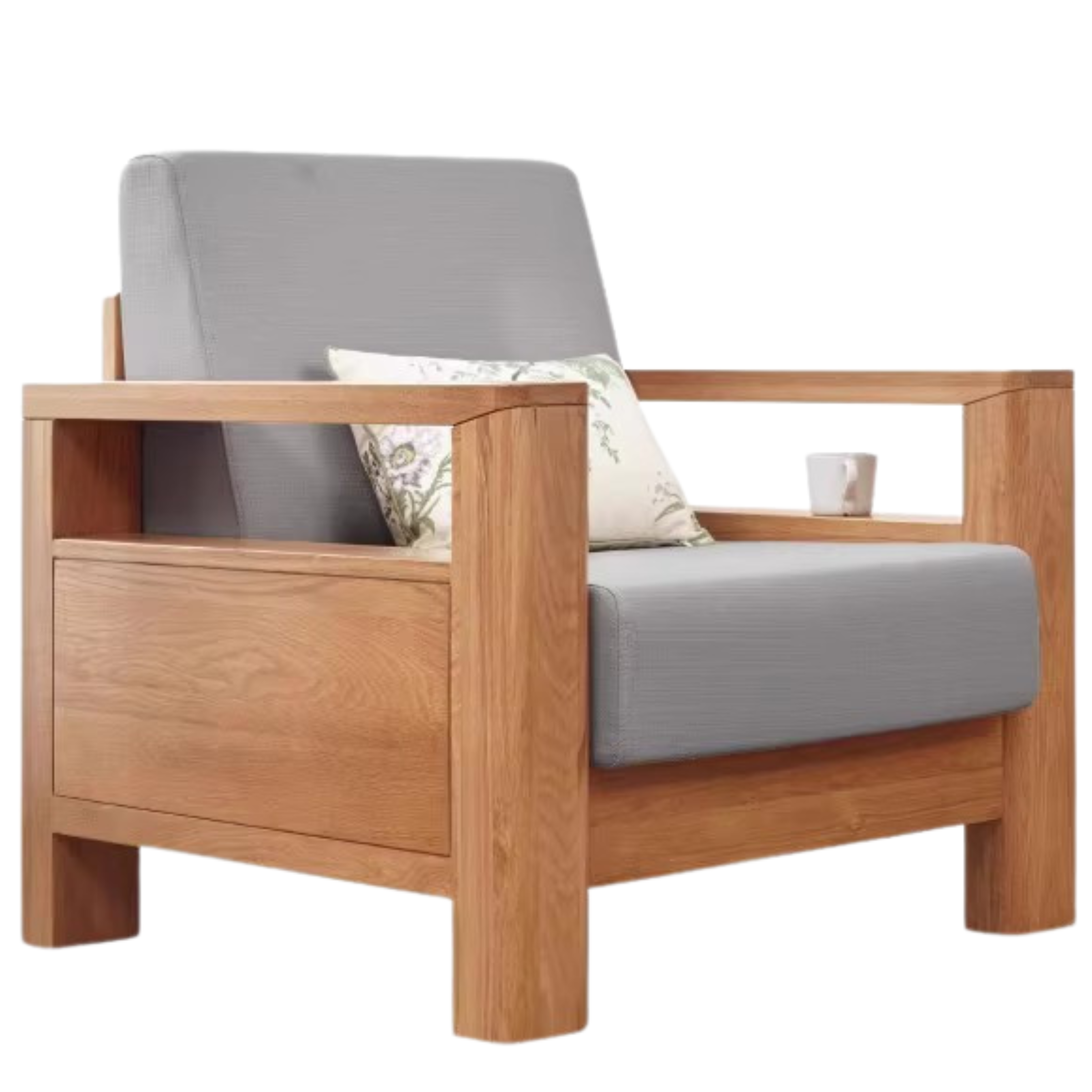 Oak solid wood armchair)