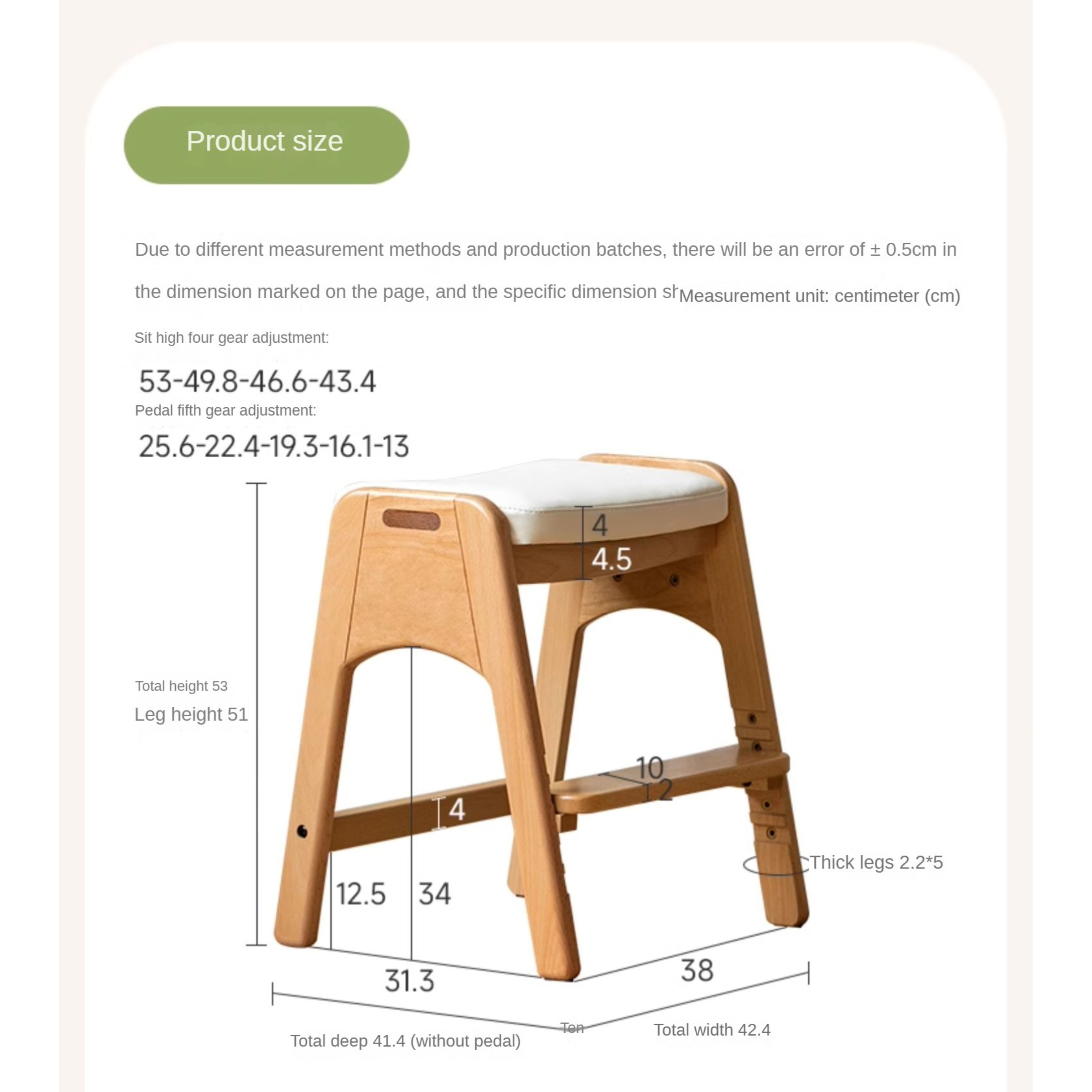 Beech Solid Wood Children's Lift Study Chair.