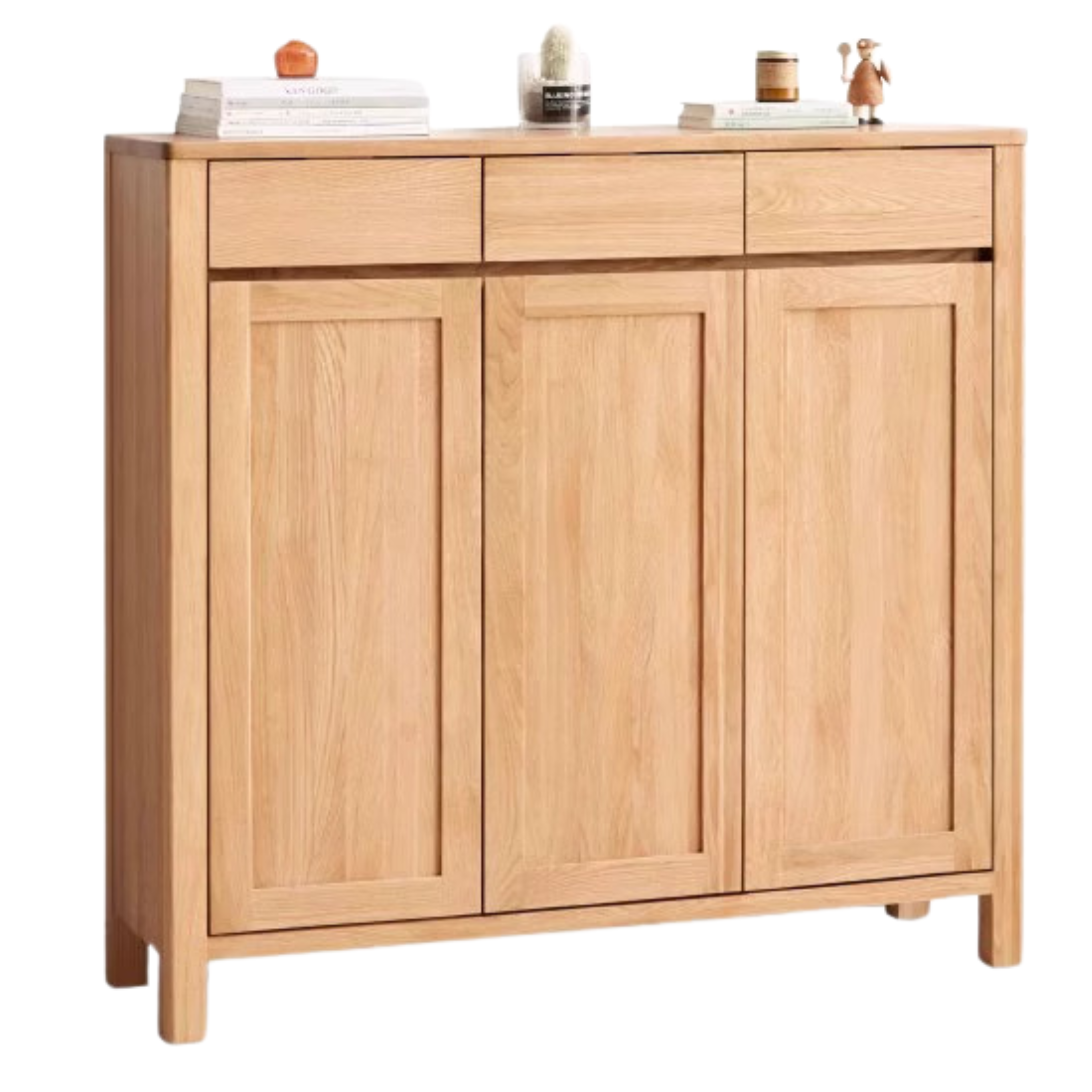 Oak solid wood Four-door Shoe cabinet: