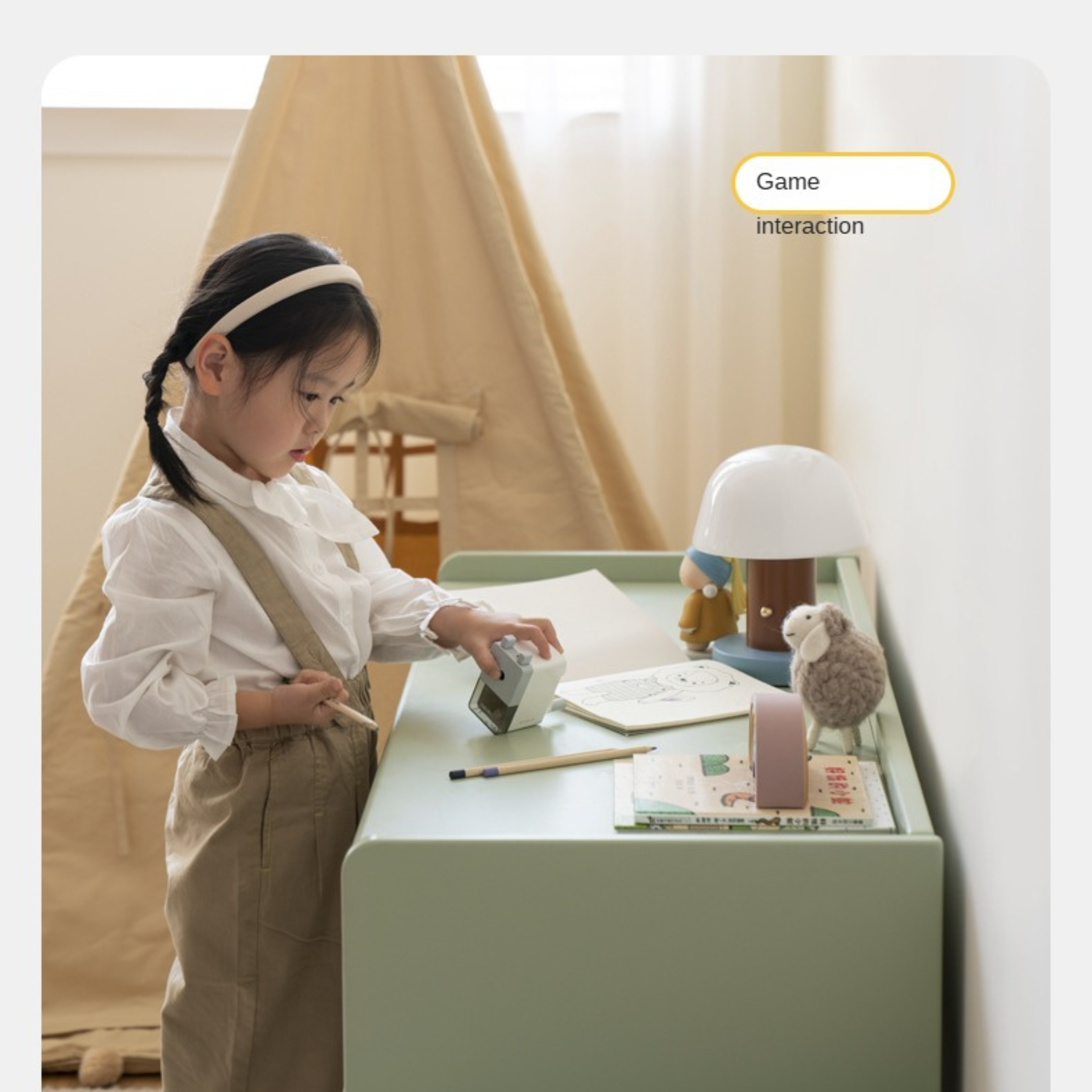 Poplar Solid Wood Children's Lift Table Table Storage Cabinet