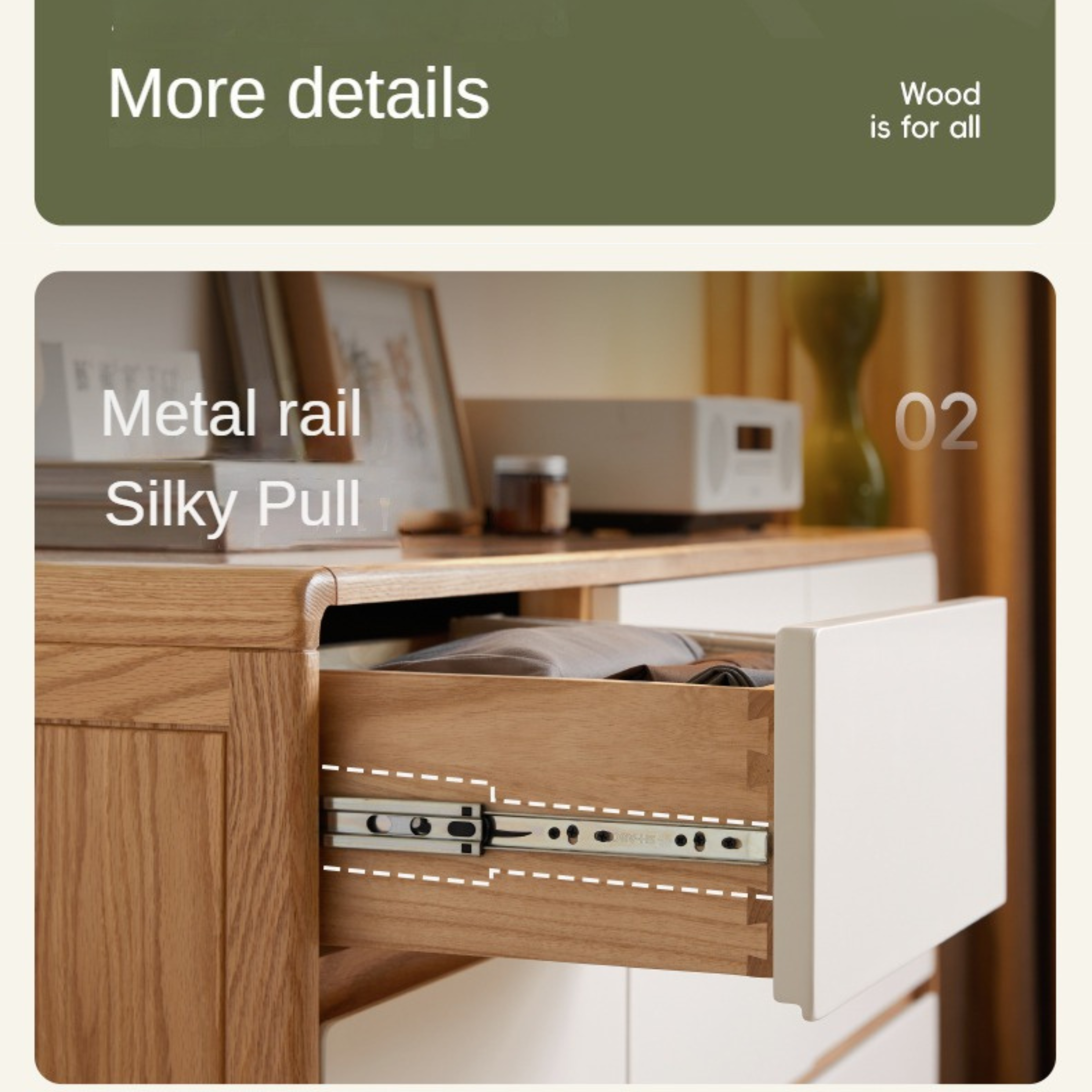 Oak Solid Wood Modern Nine Drawer Cabinet
