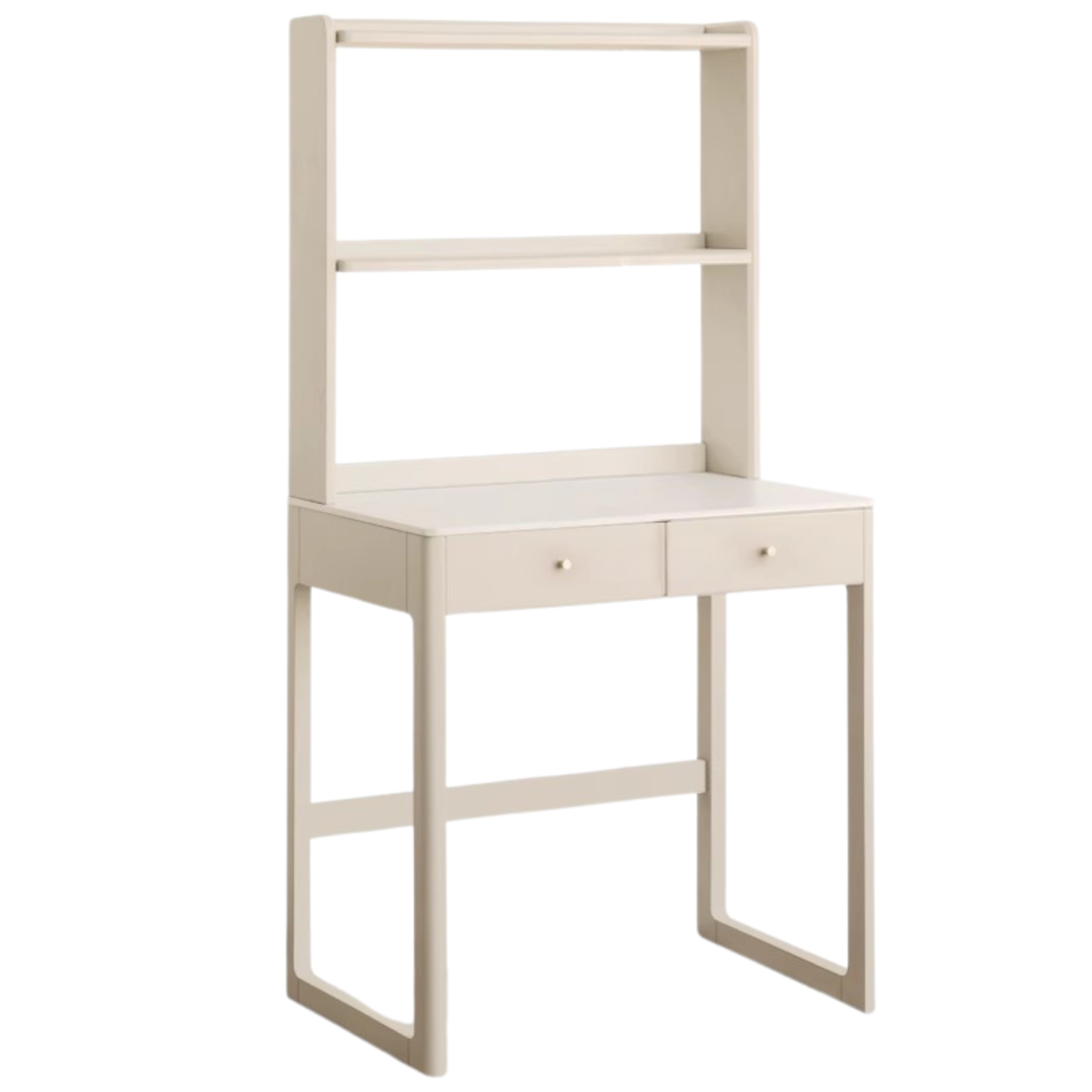 Poplar Solid Wood Rock Board Desk Bookshelf Integrated White Cream