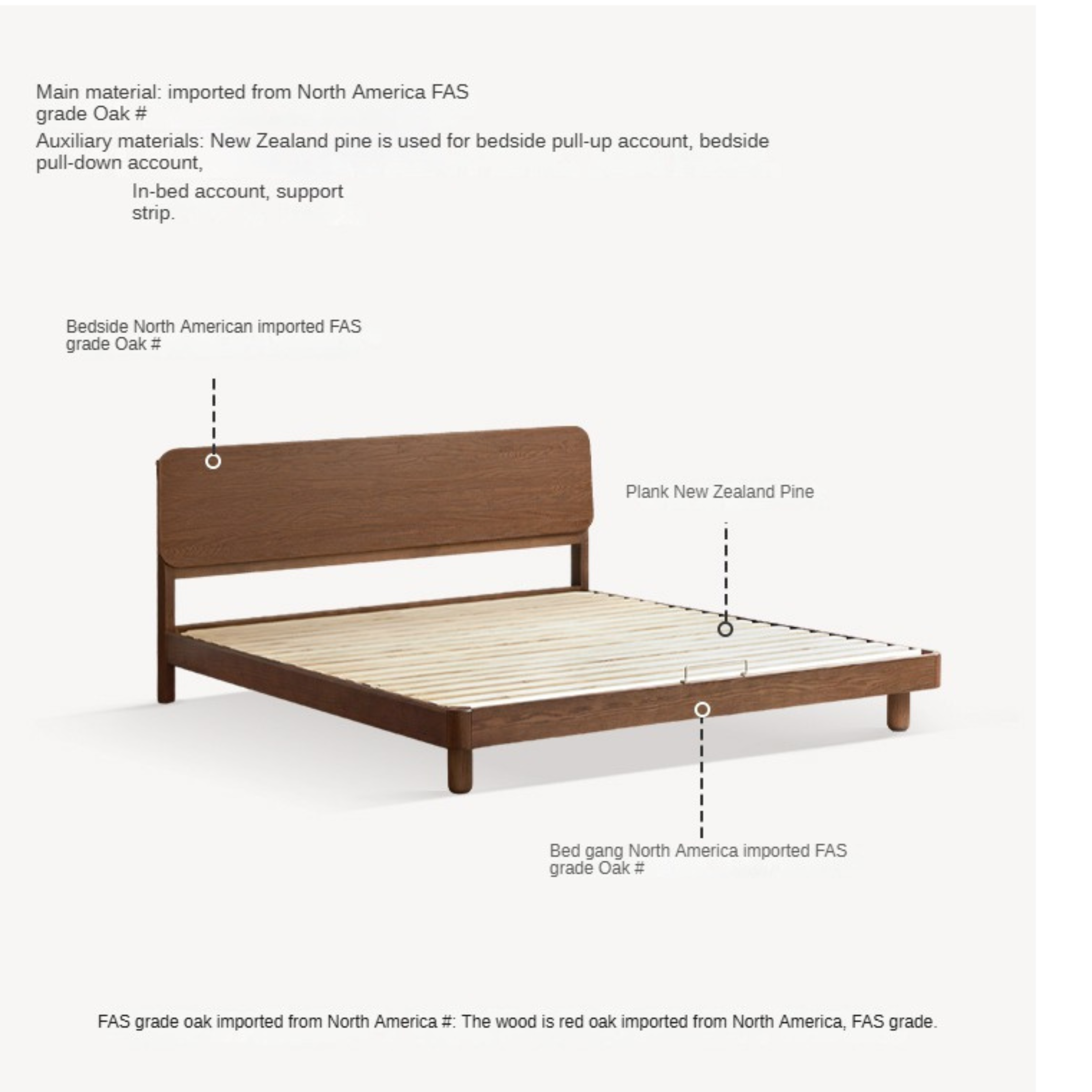 Oak Solid Wood Nordic Bed Modern