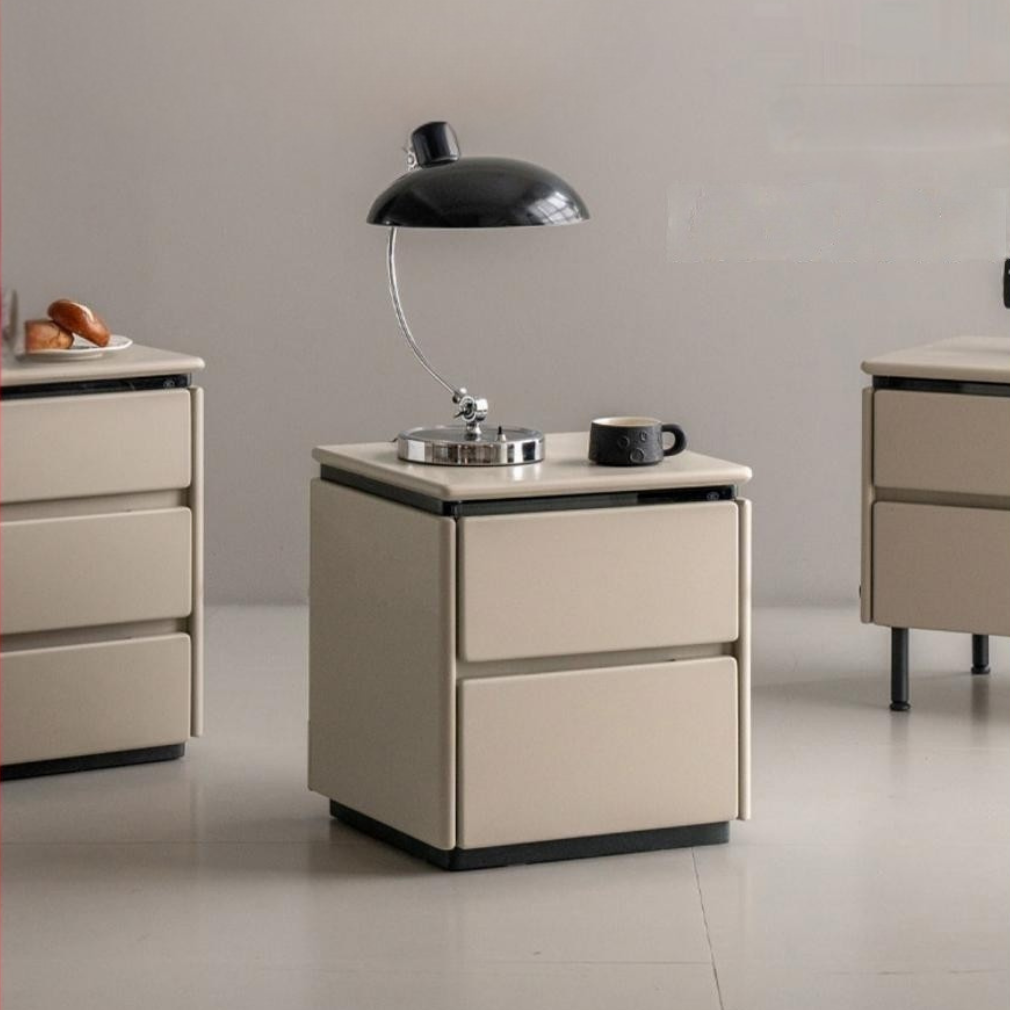 Poplar Solid Wood Gray Light Luxury Nightstand