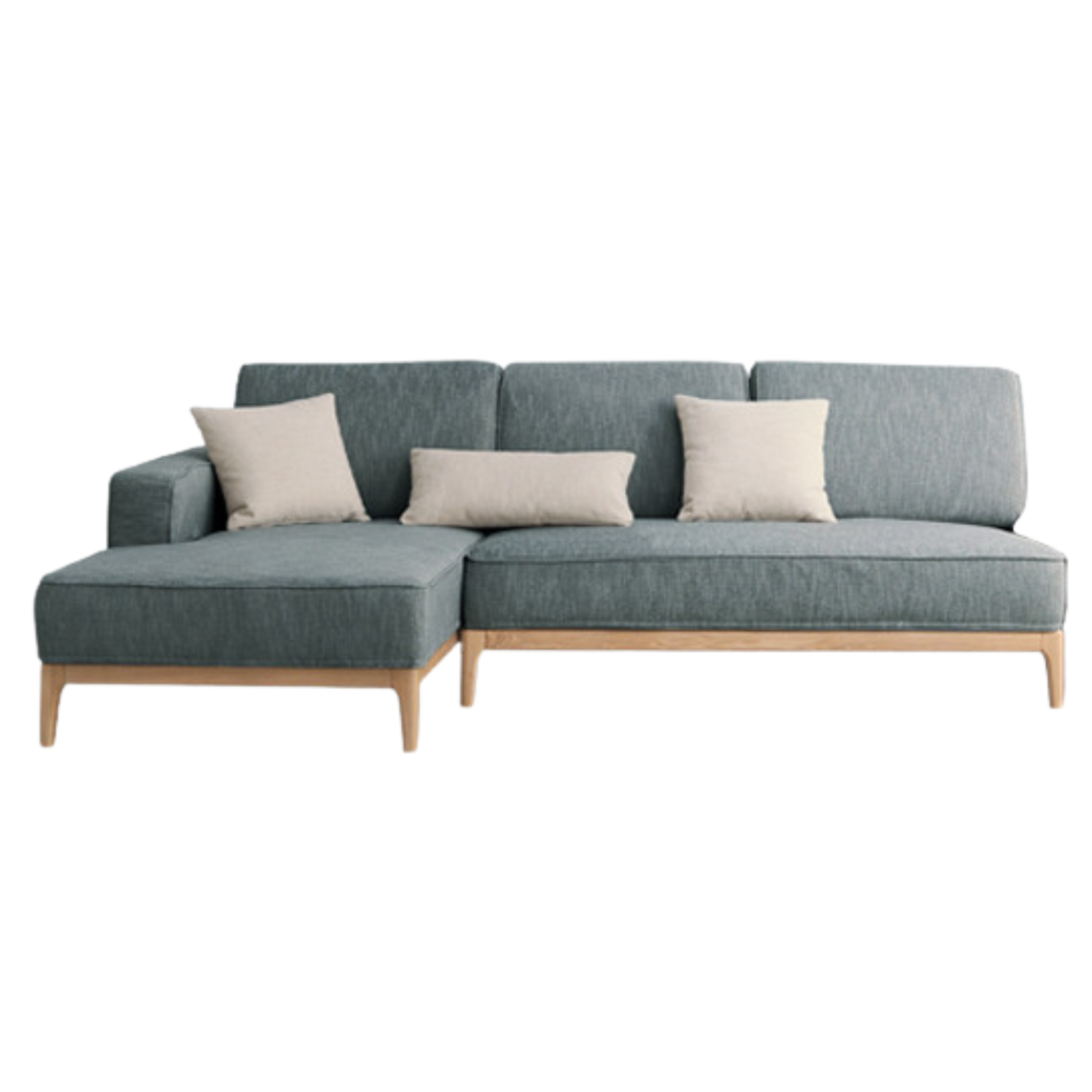 Ash Solid Wood Fabric Corner Sofa Modern Simple