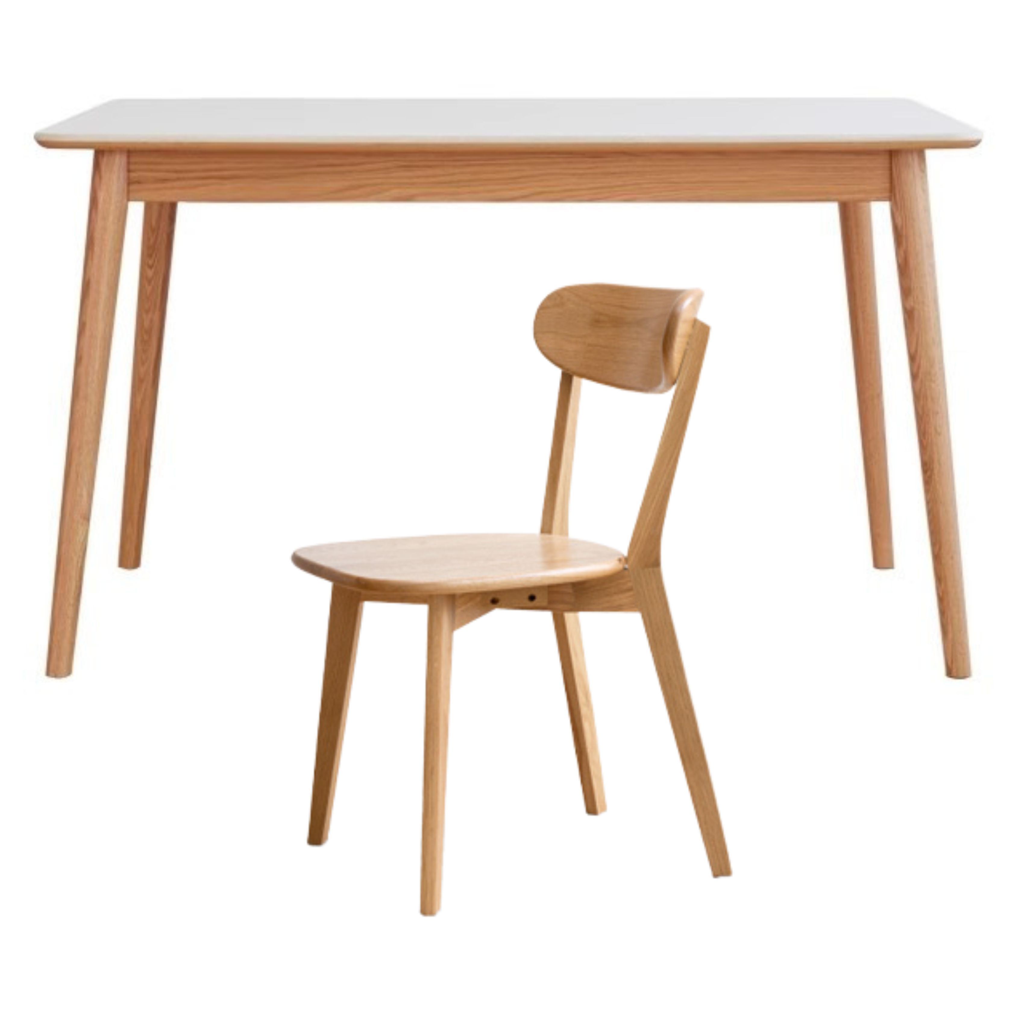 Oak Solid Wood Dining Table With Rock Slab Surface