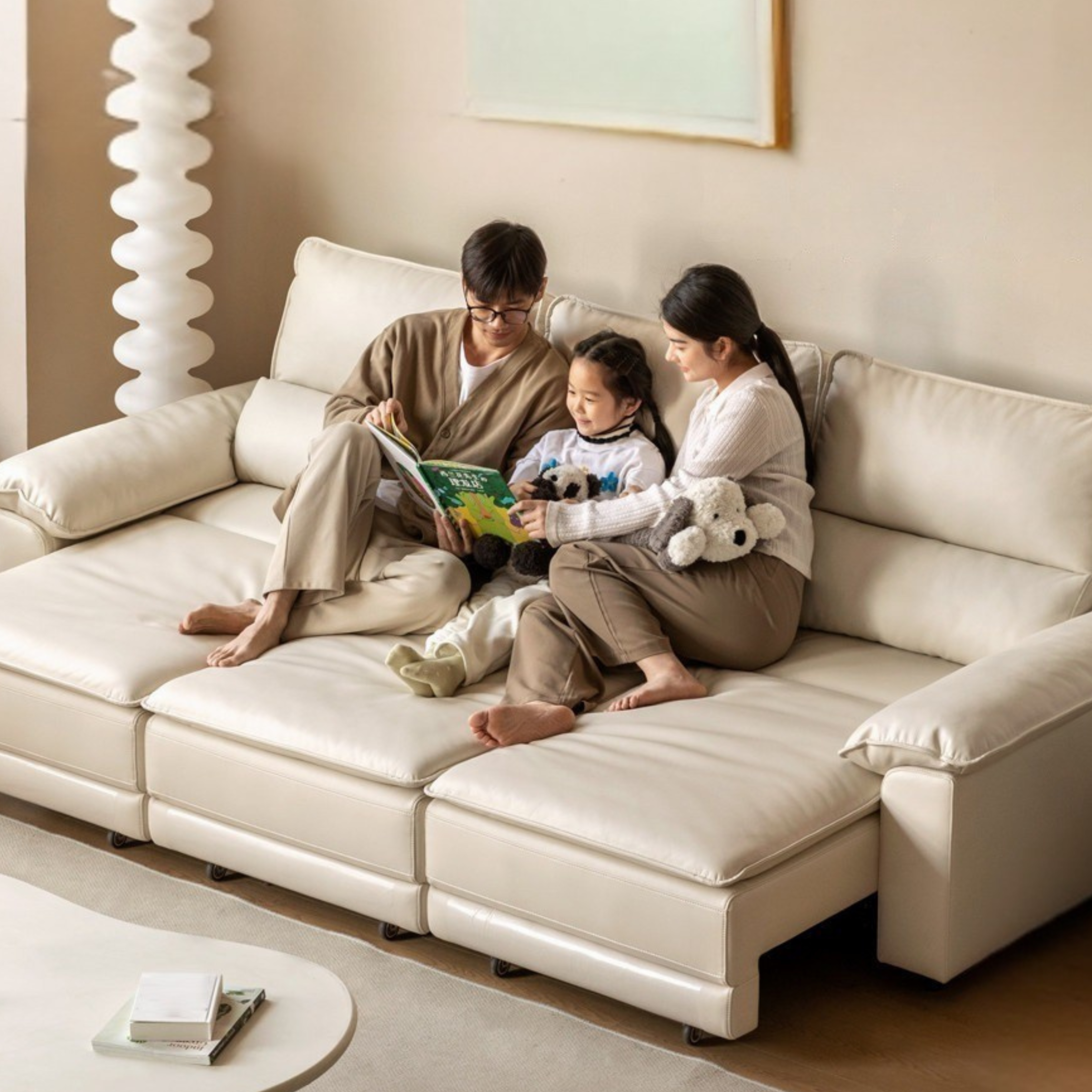 Ecological Cloud Leather Electric High Back Sofa Bed.