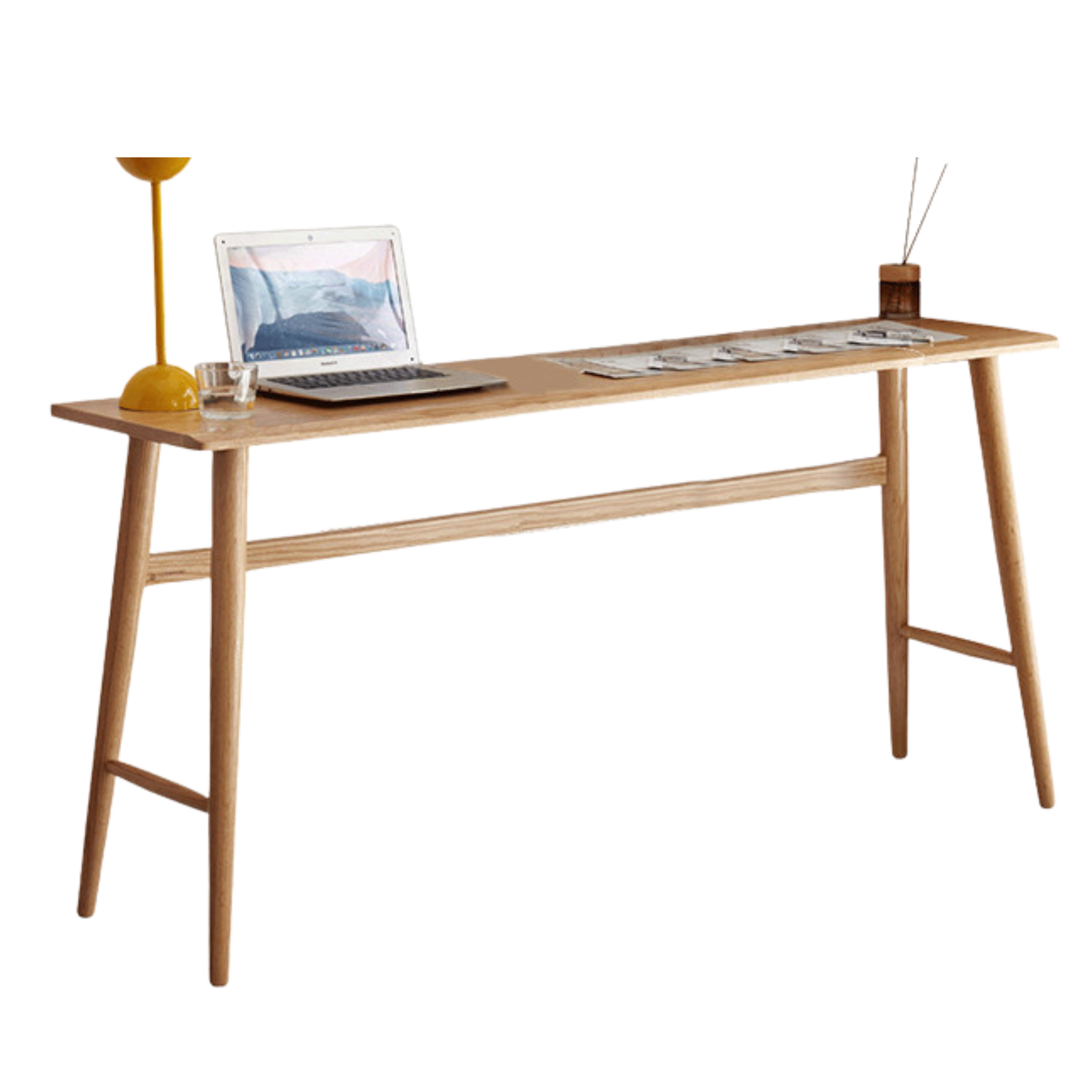 Oak, Cherry Solid Wood Narrow Office Desk