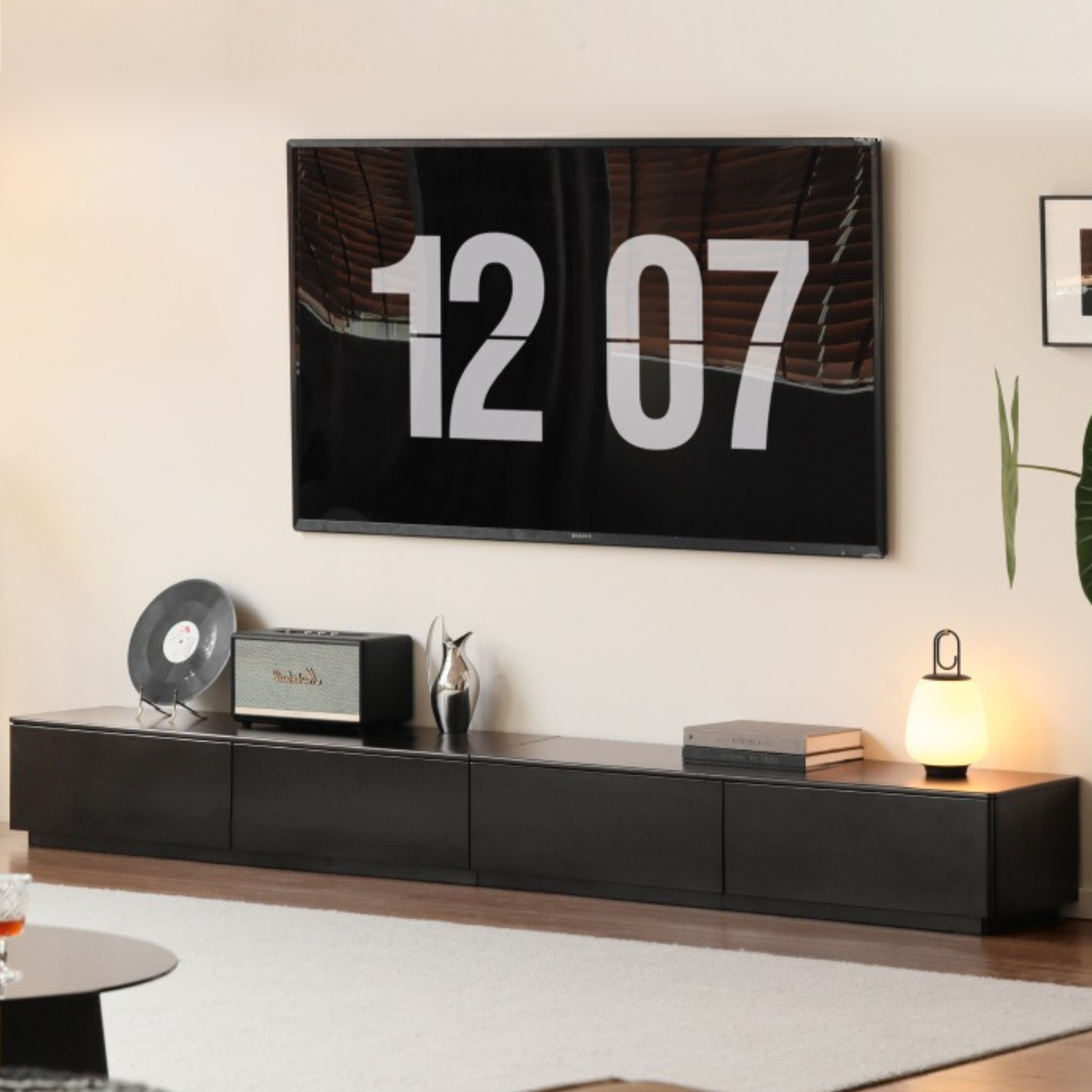 Poplar Solid Wood Floor Storage TV Cabinet