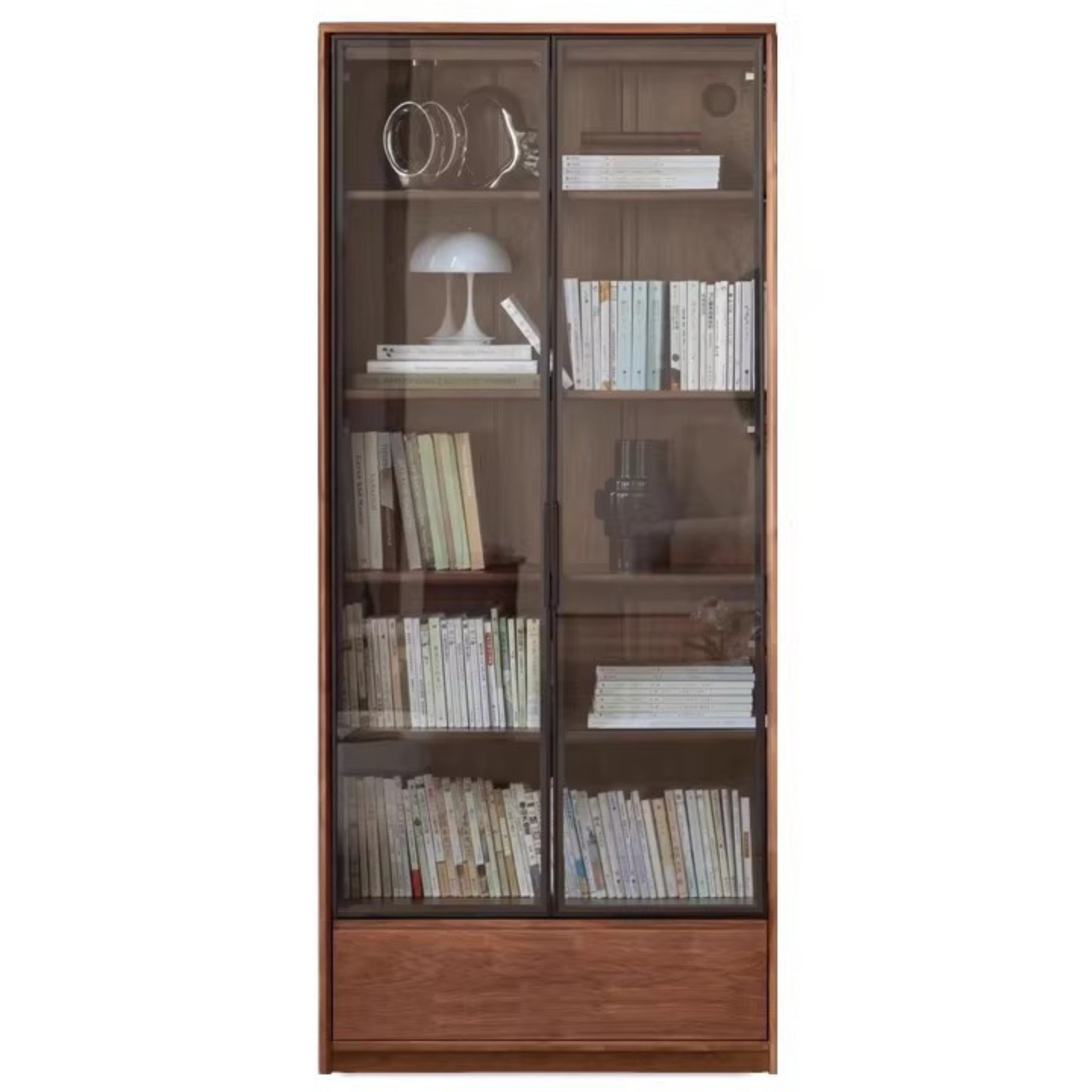 Black Walnut Solid Wood Bookcase Floor-Standing Free Combination Bookshelf