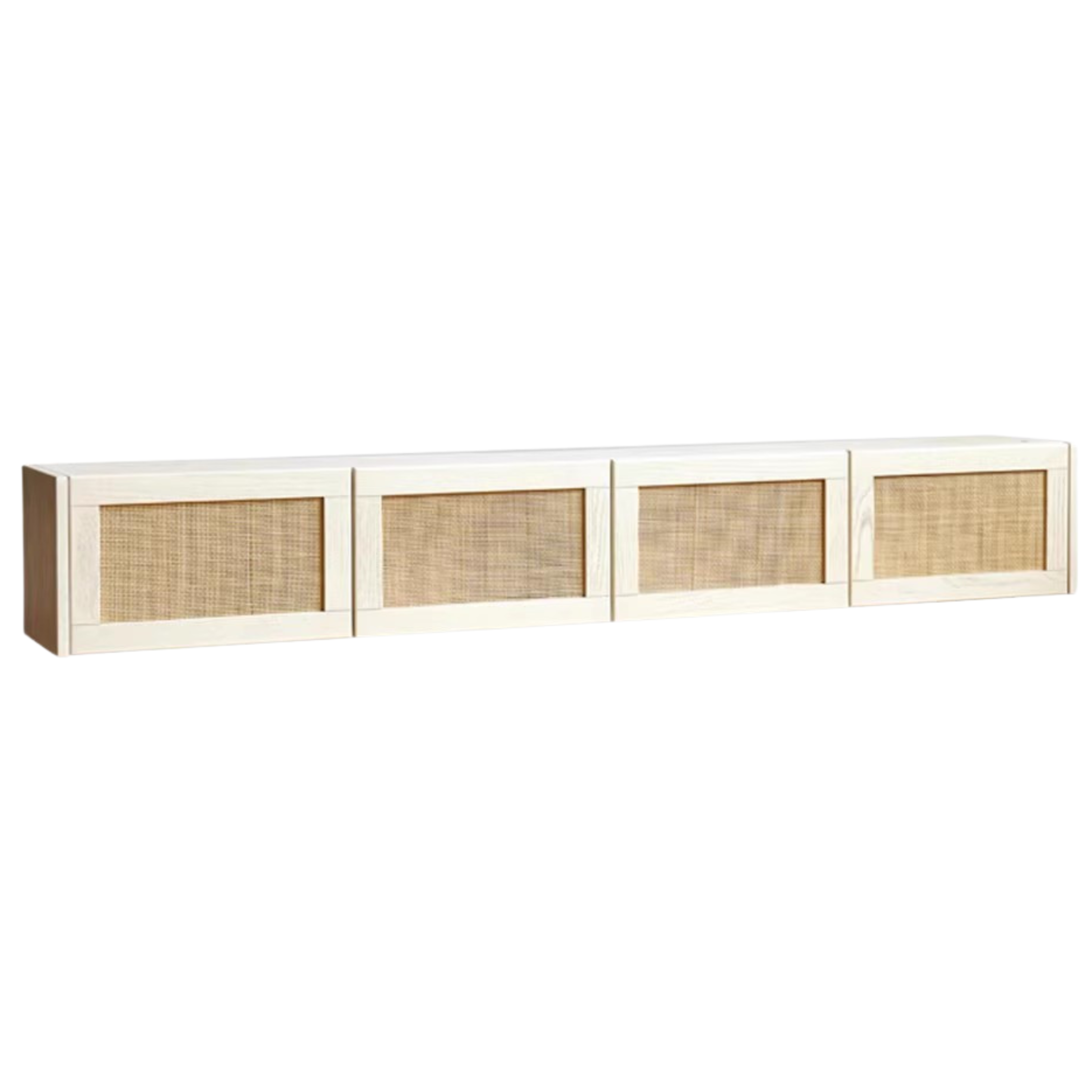 Oak Solid Wood Rattan Suspended TV Cabinet