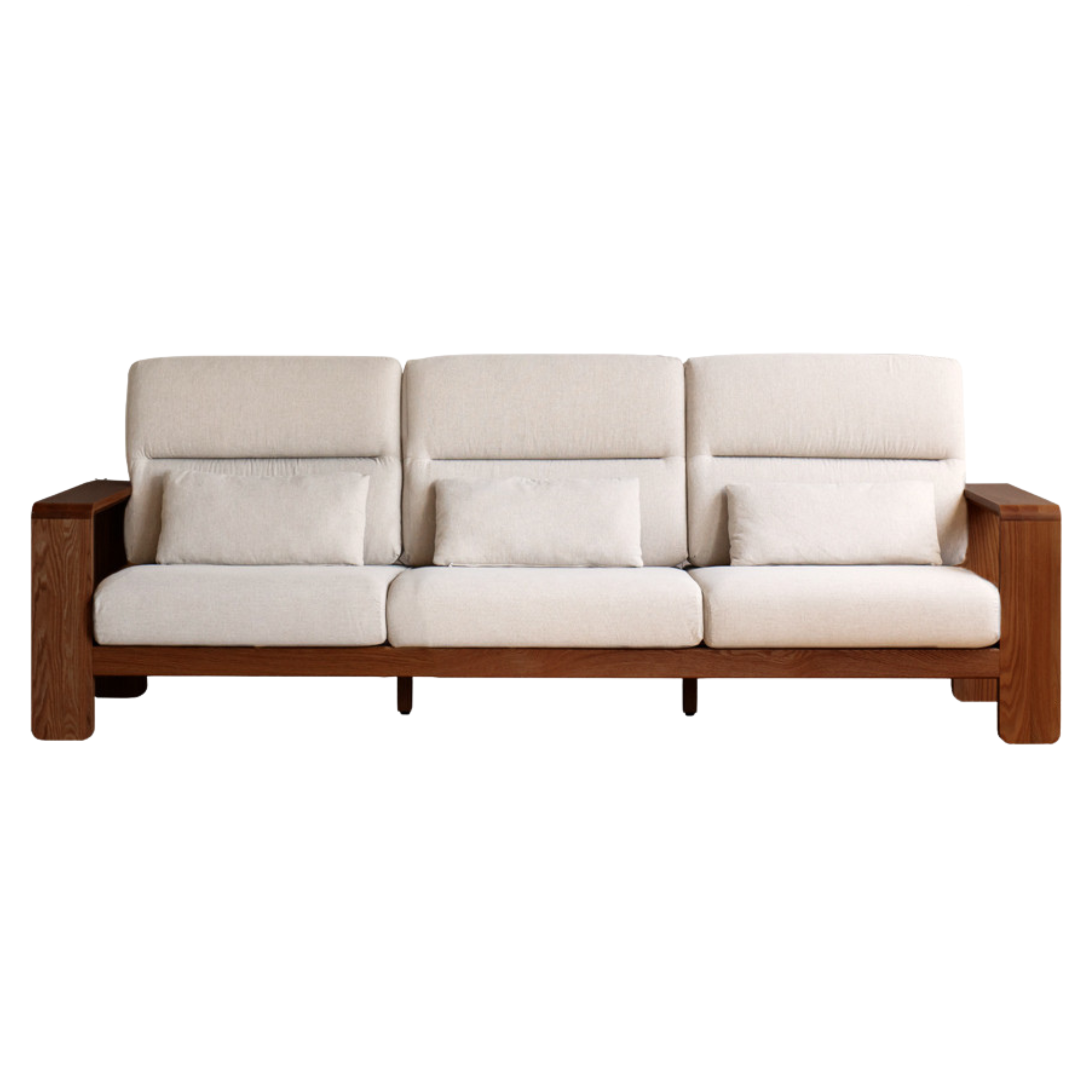 Oak Solid Wood High Back Fabric Corner Sofa Modern.