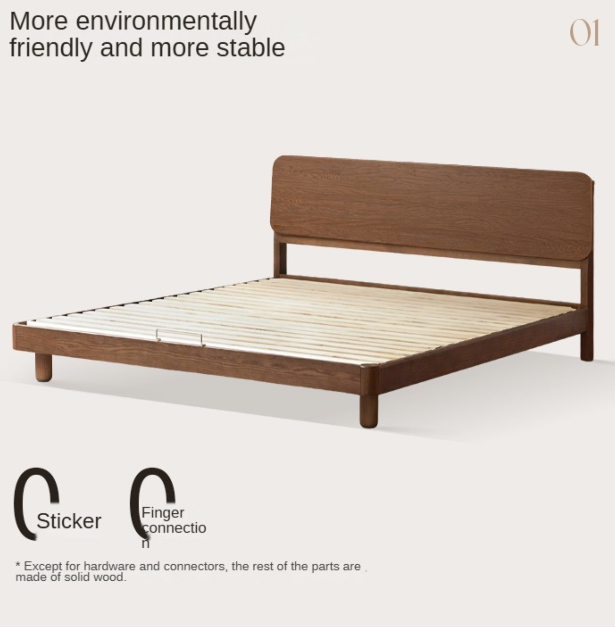 Oak Solid Wood Nordic Bed Modern.