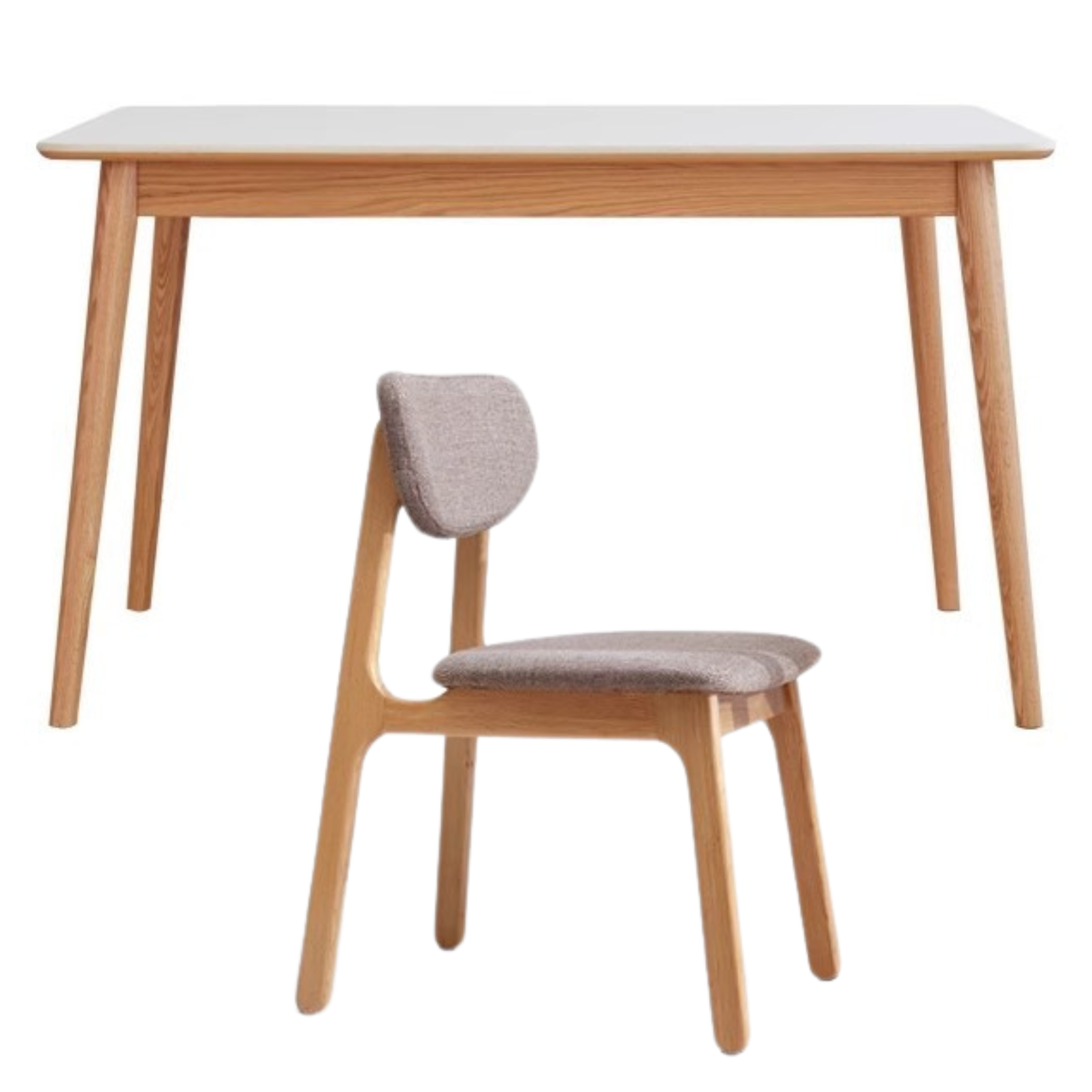 Oak Solid Wood Dining Table With Rock Slab Surface