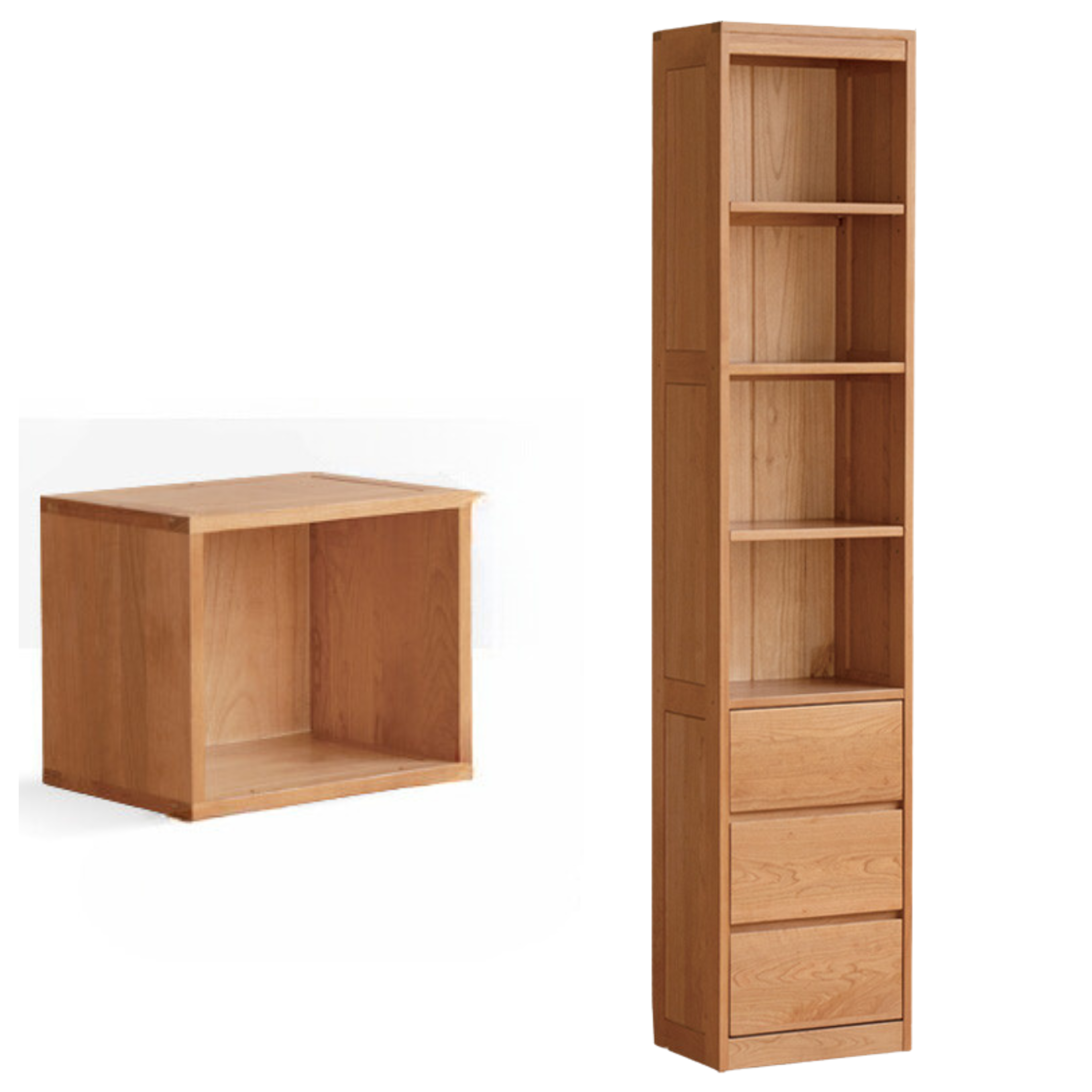 Cherry Solid Wood Bookcase Floor-Standing Free Combination Bookshelf