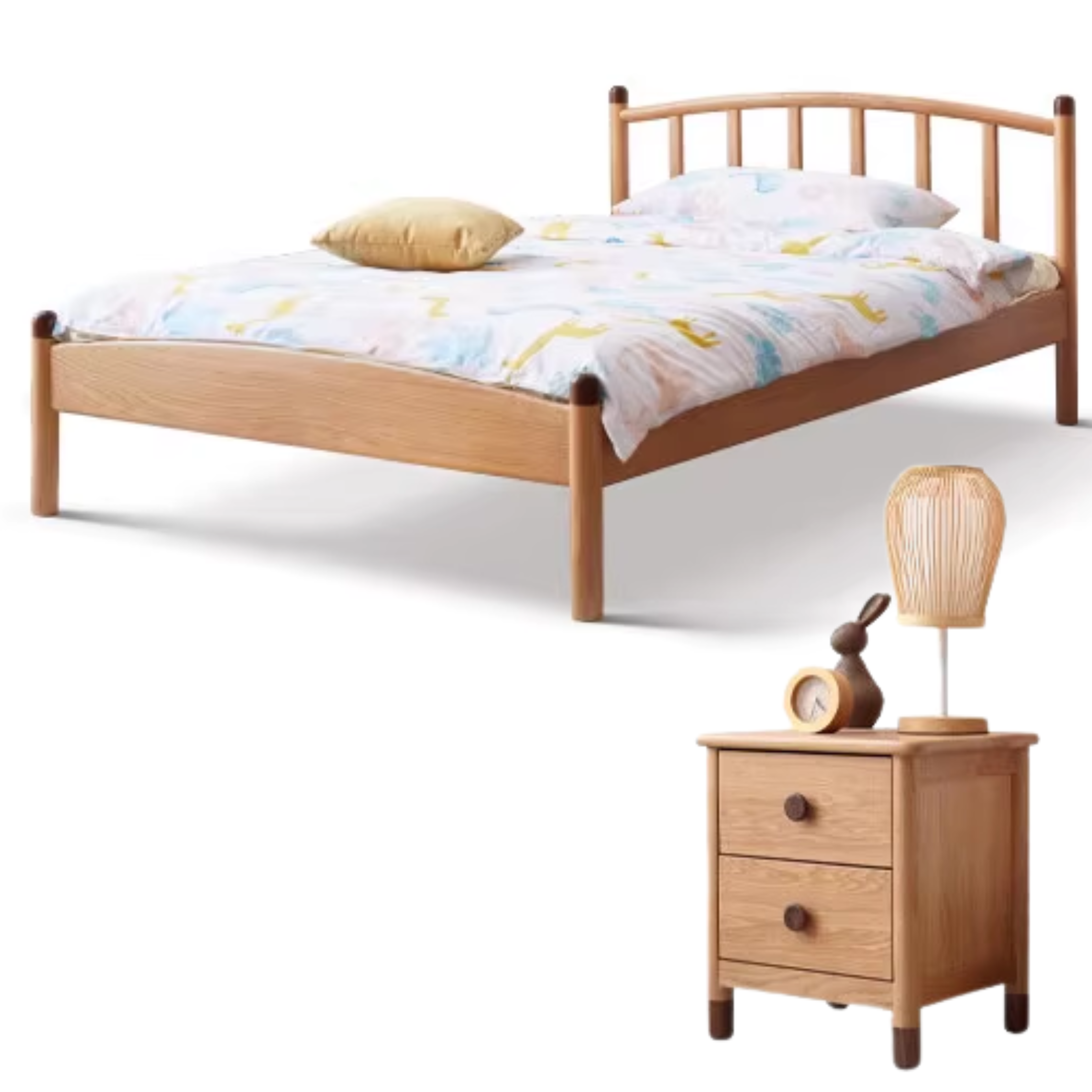 Oak solid wood Match stick vertical strip bed<