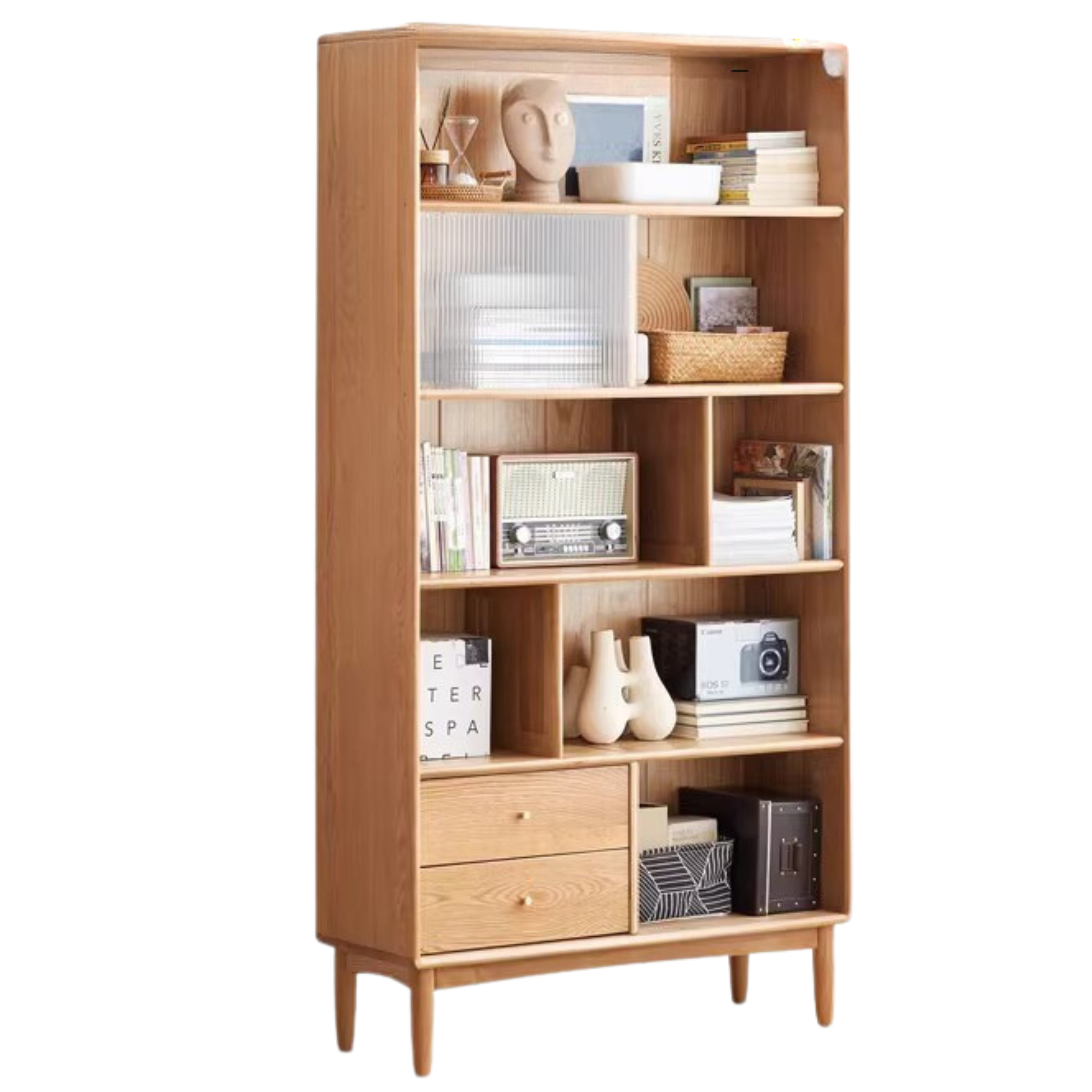Oak Solid Wood Bookcase Nordic Bookshelf
