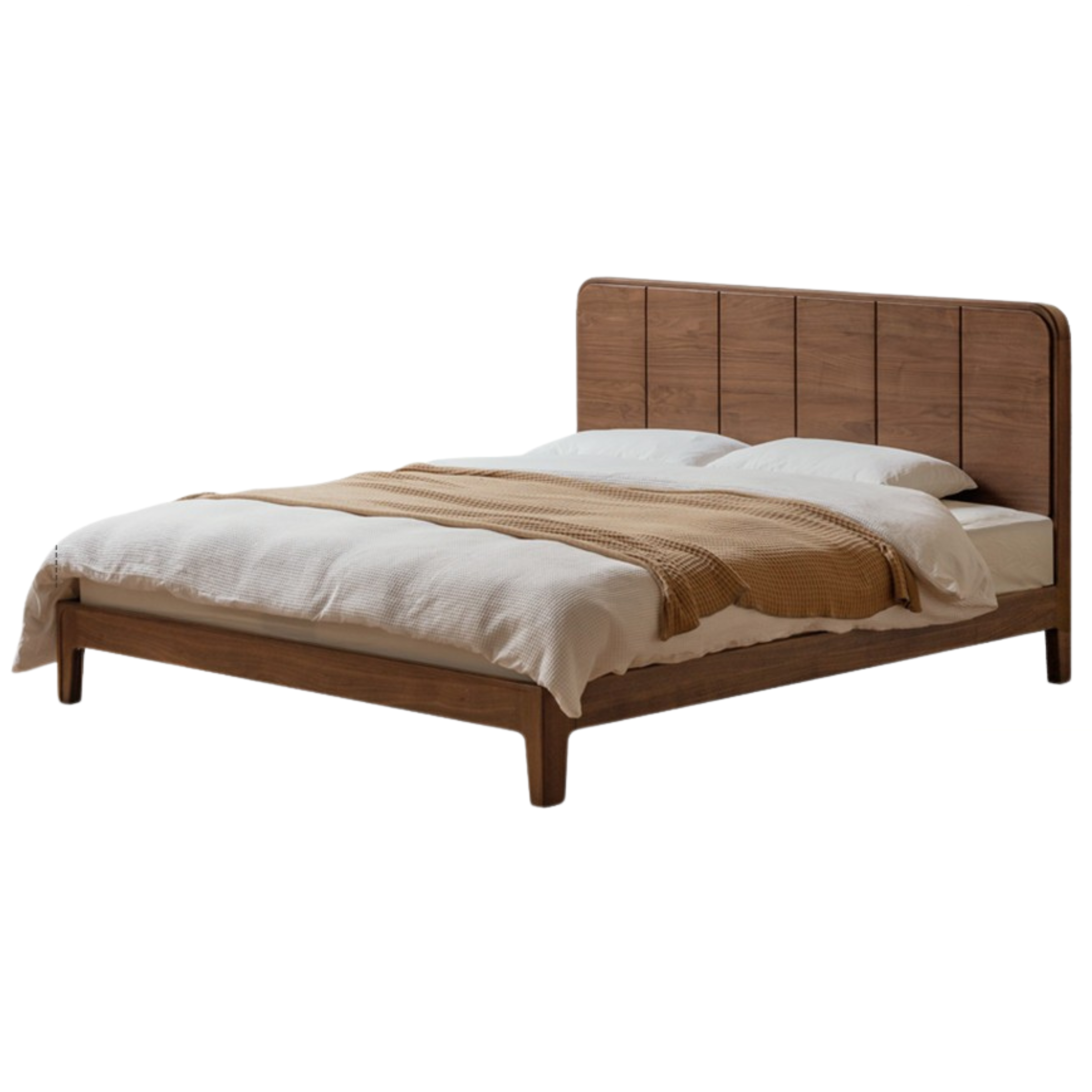 Black Walnut Solid Wood Bed New Chinese Retro
