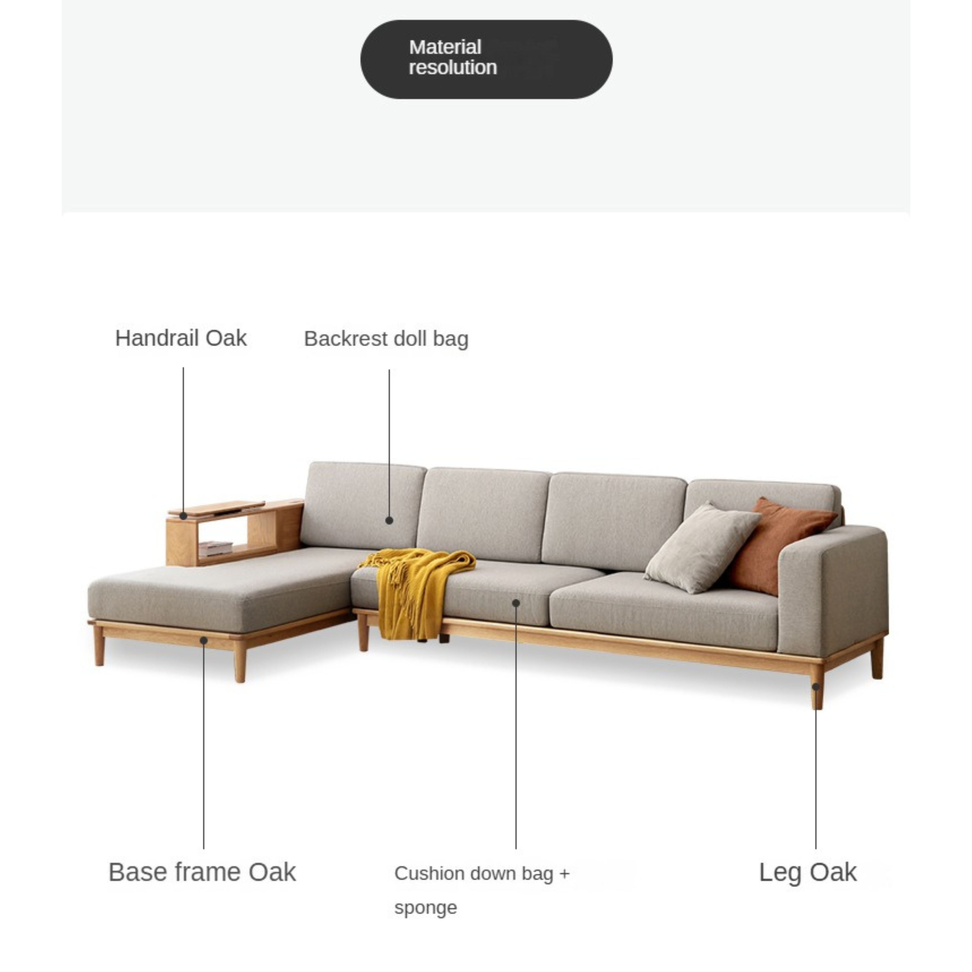 Oak Solid Wood Sofa Simple Modern