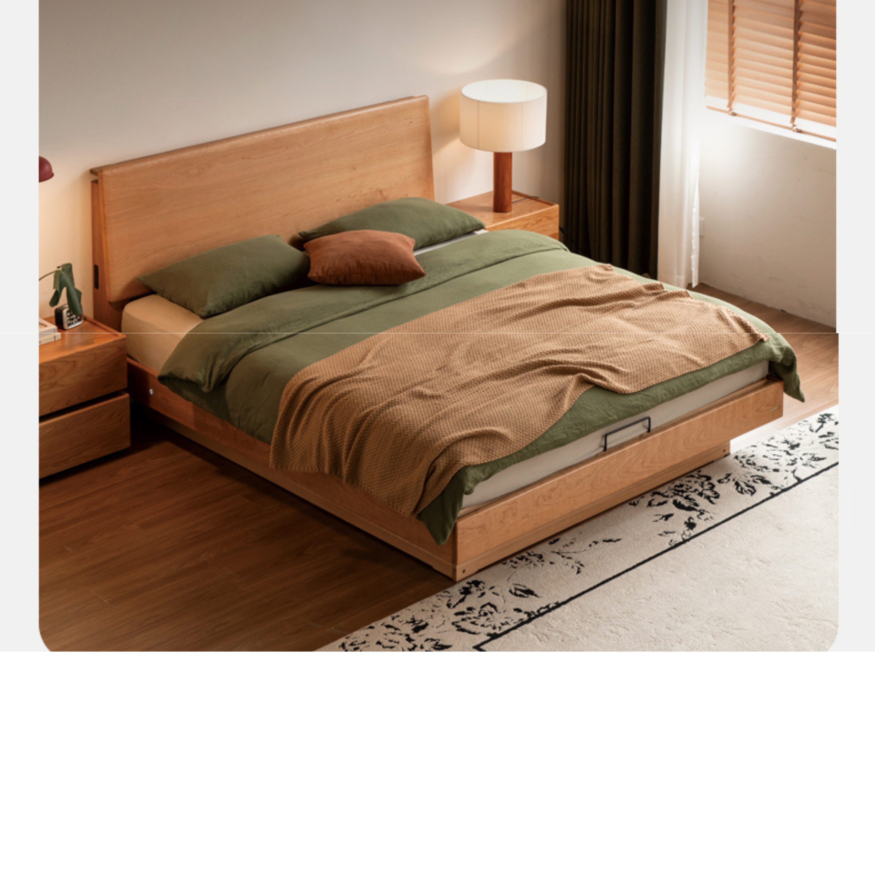 Cherry Solid Wood Box Bed Medieval Style