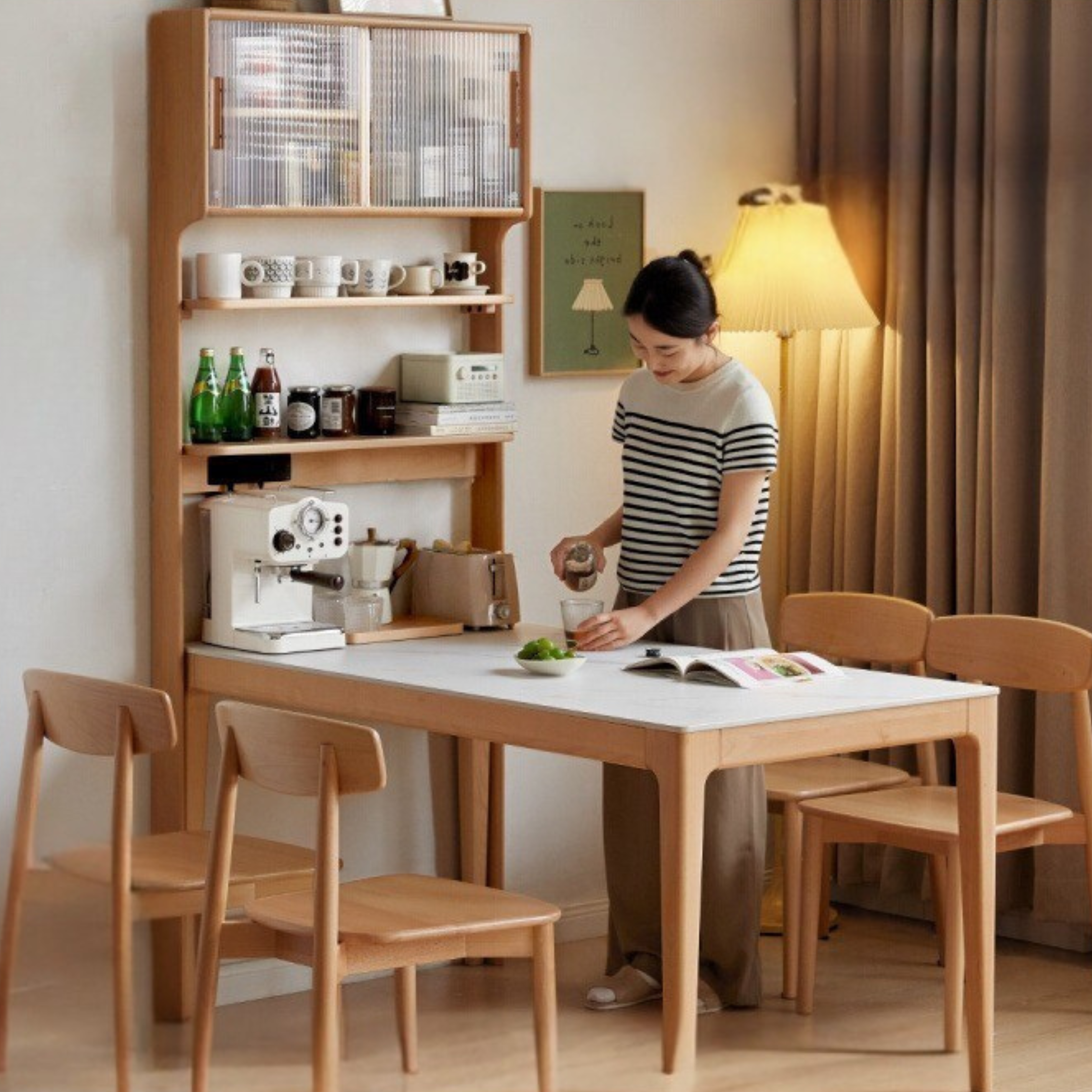 Beech Solid Wood Ultra-thin Dining Sideboard