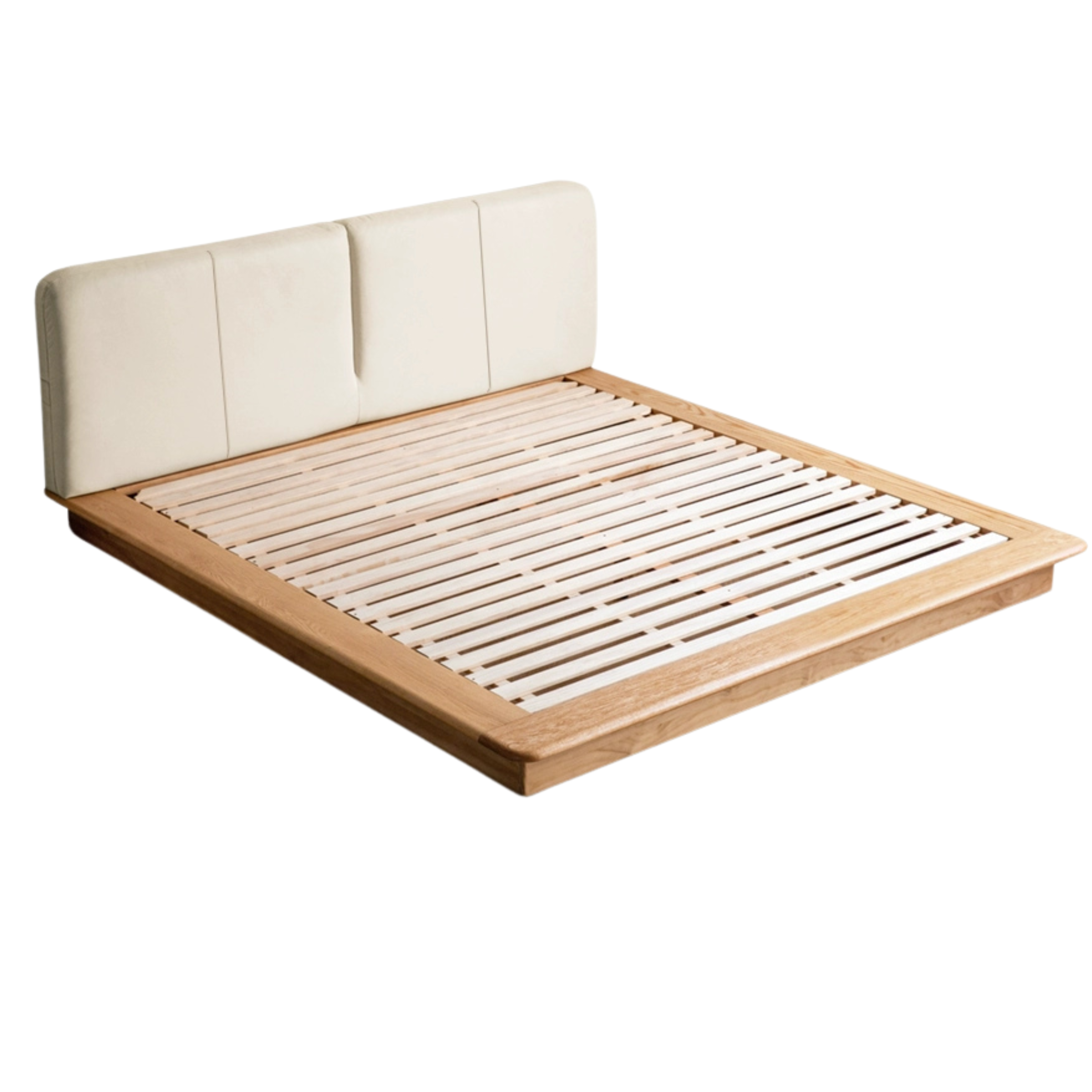 Oak solid wood Technology Fabric Soft Bed floating platform bed