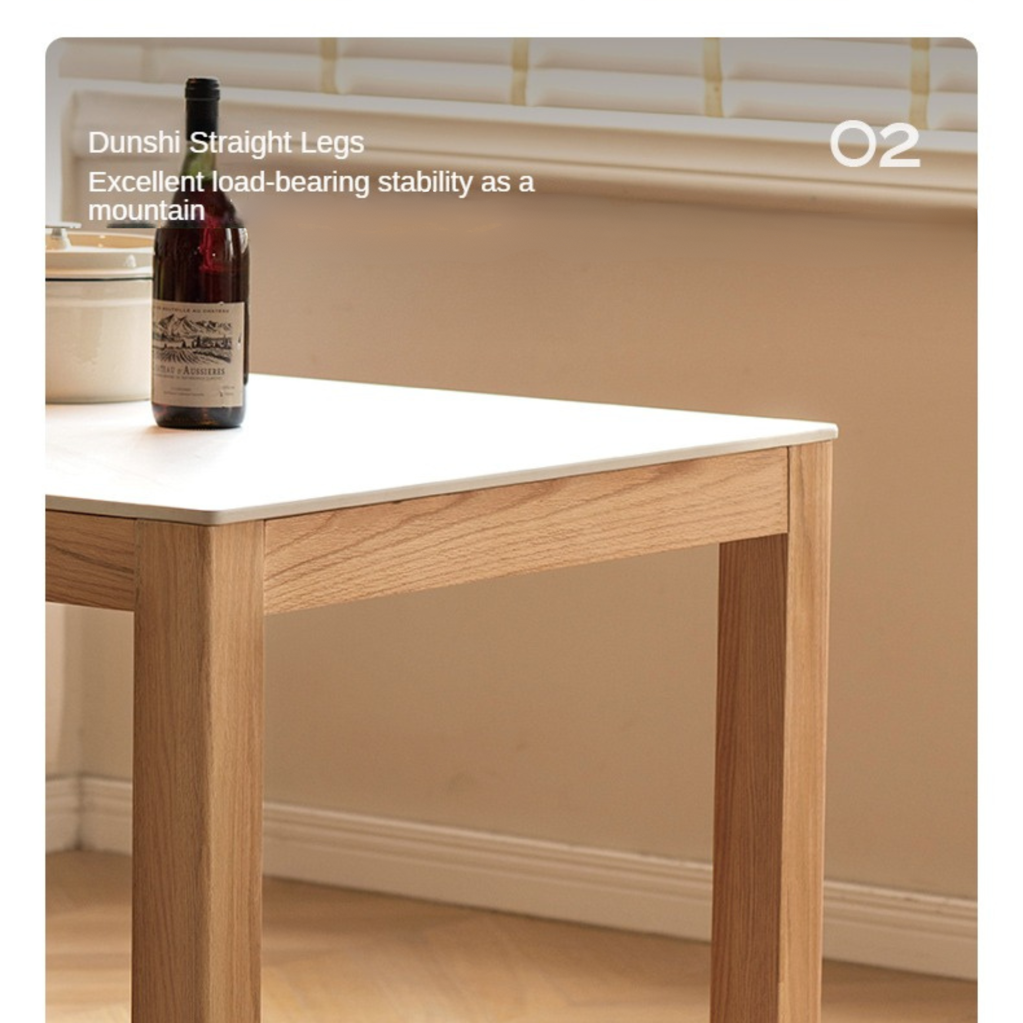 Oak Solid Wood Rectangular Rock Plate Dining Table