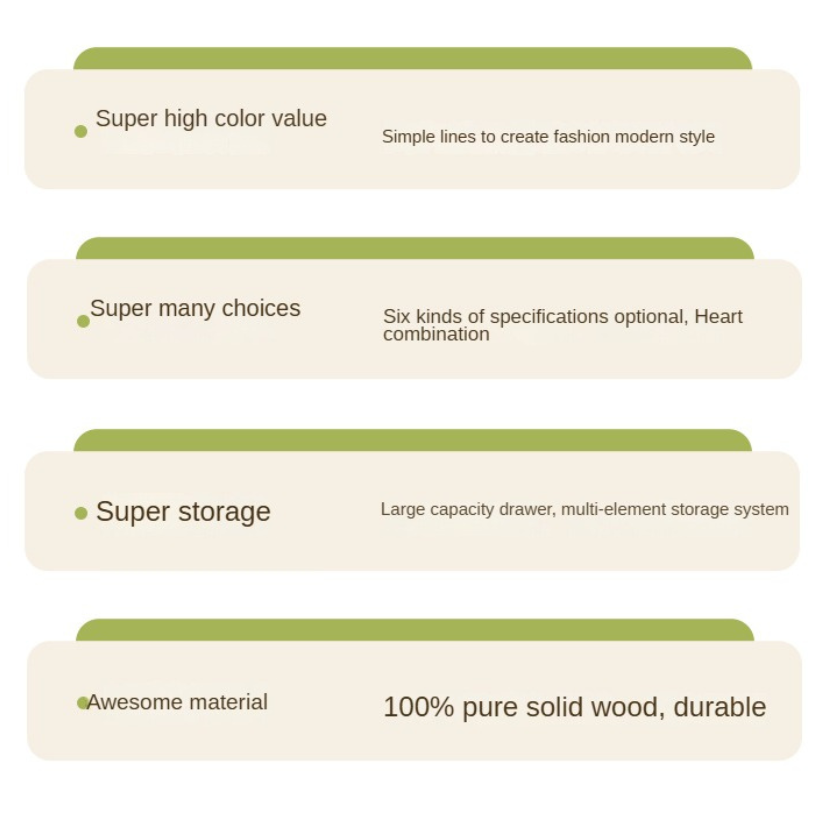 Rubber Solid Wood Cream Style Chest of Drawers
