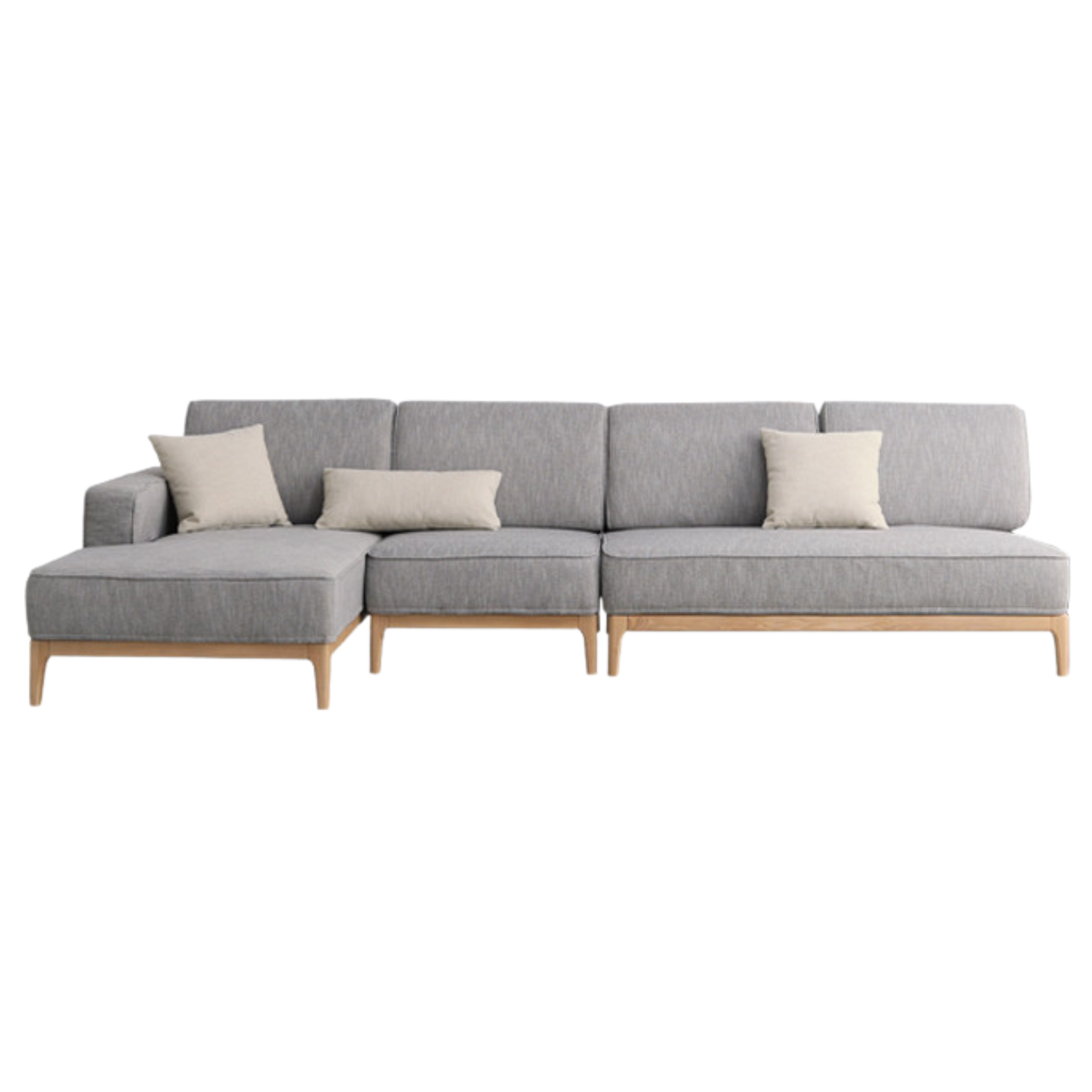 Ash Solid Wood Fabric Corner Sofa Modern Simple