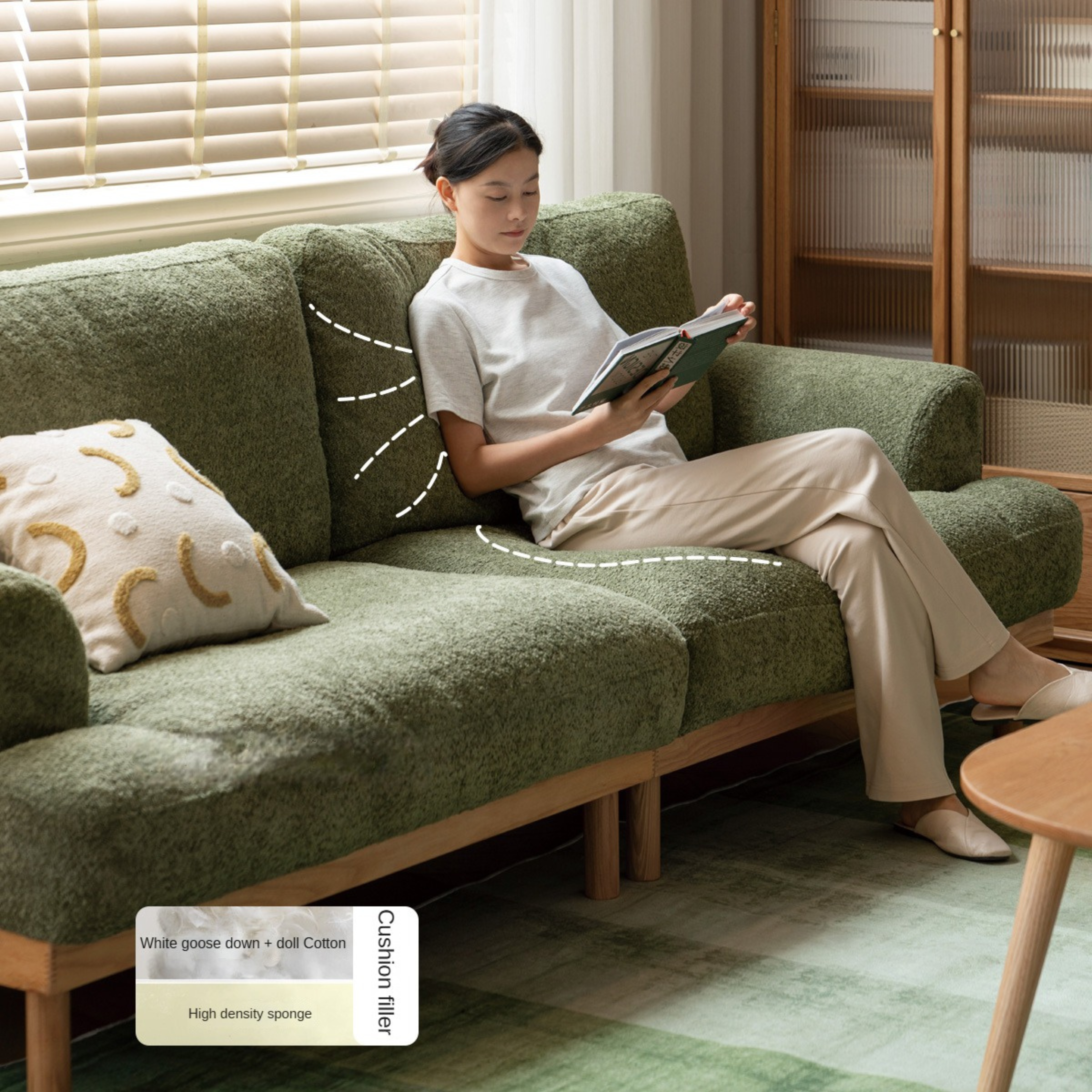 Ash Solid Wood Fabric Sofa Nordic Modern
