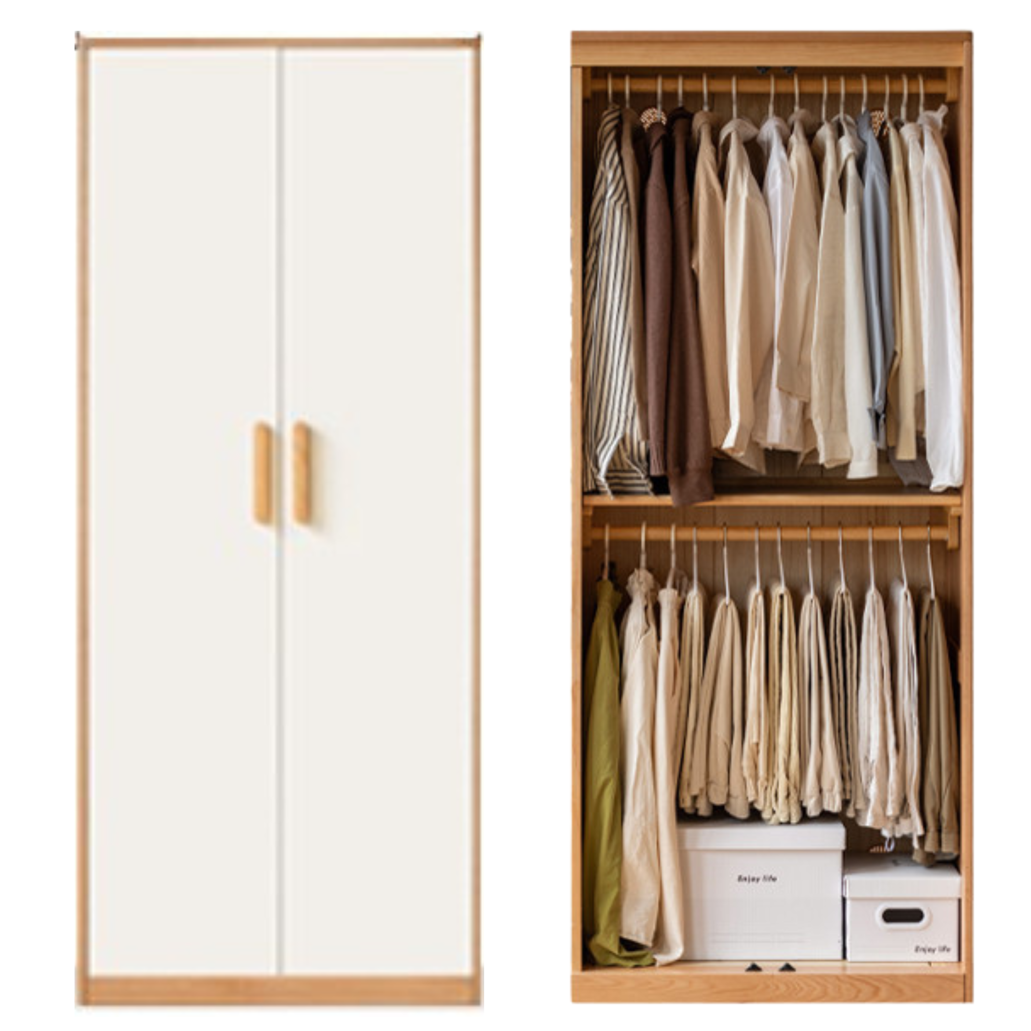 Oak Solid Wood Locker Modern Wardrobe