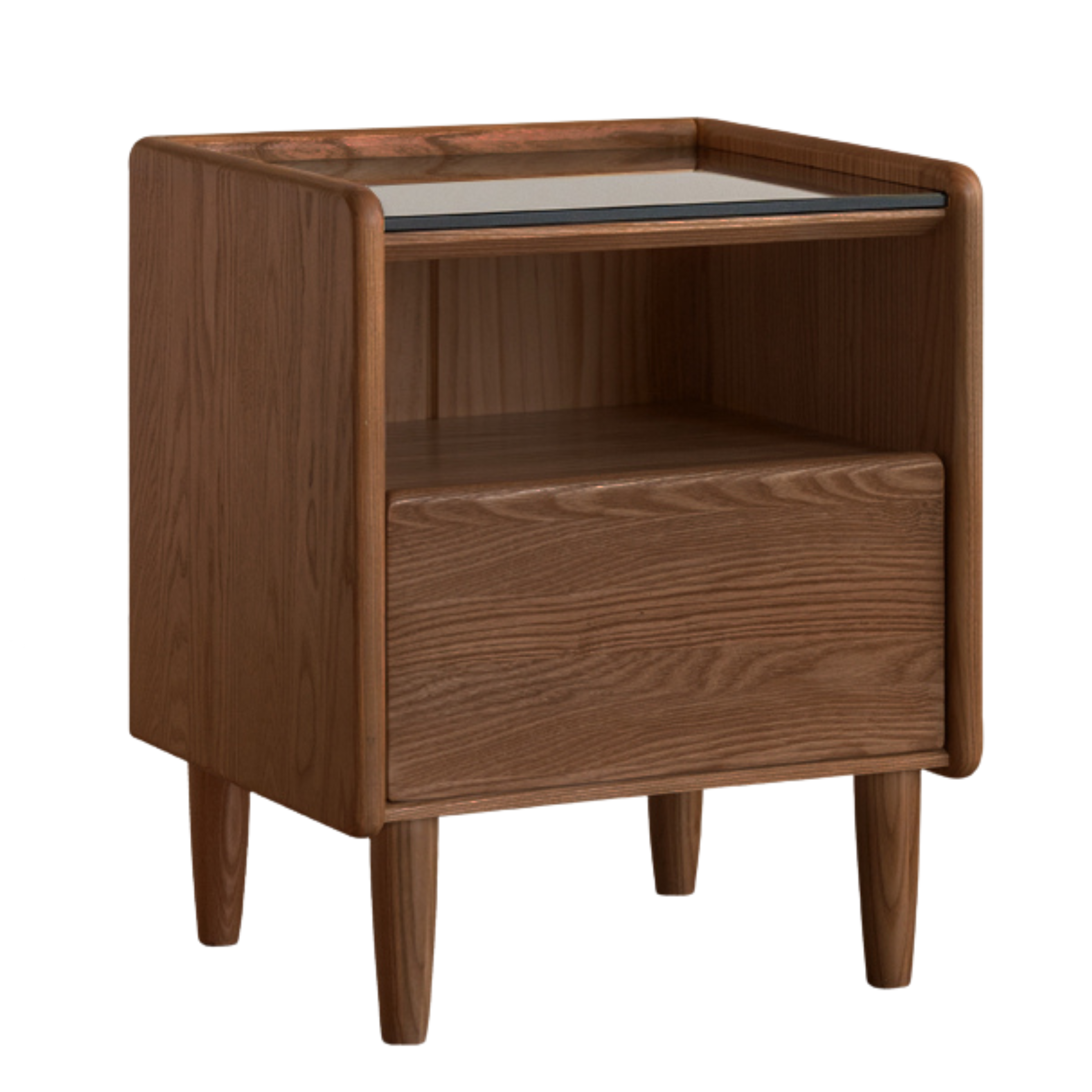 Ash, Cherry, Black walnut, Poplar, Rubber Solid Wood Modern Nightstand.
