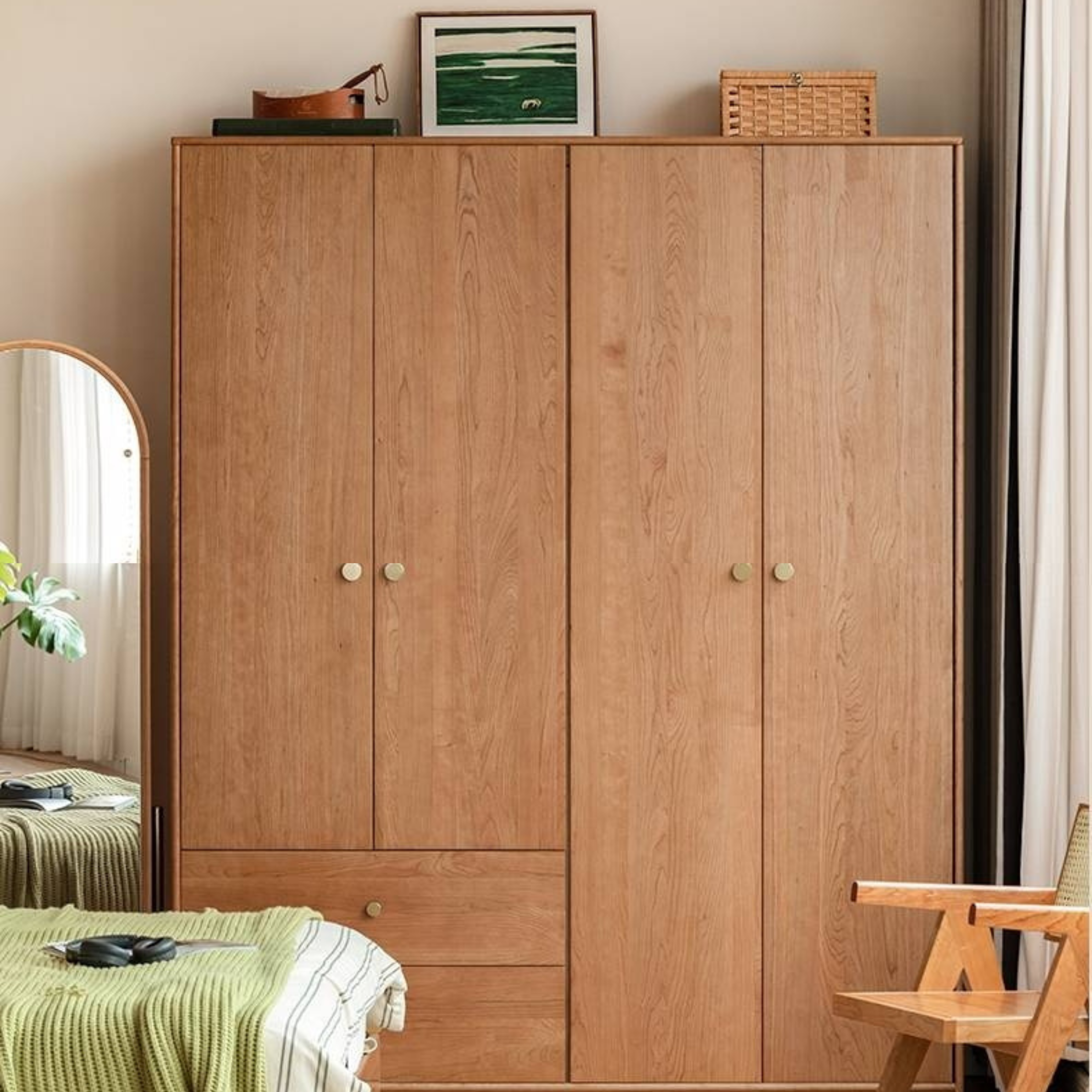 Сherry Solid Wood Exquisite Wardrobe.