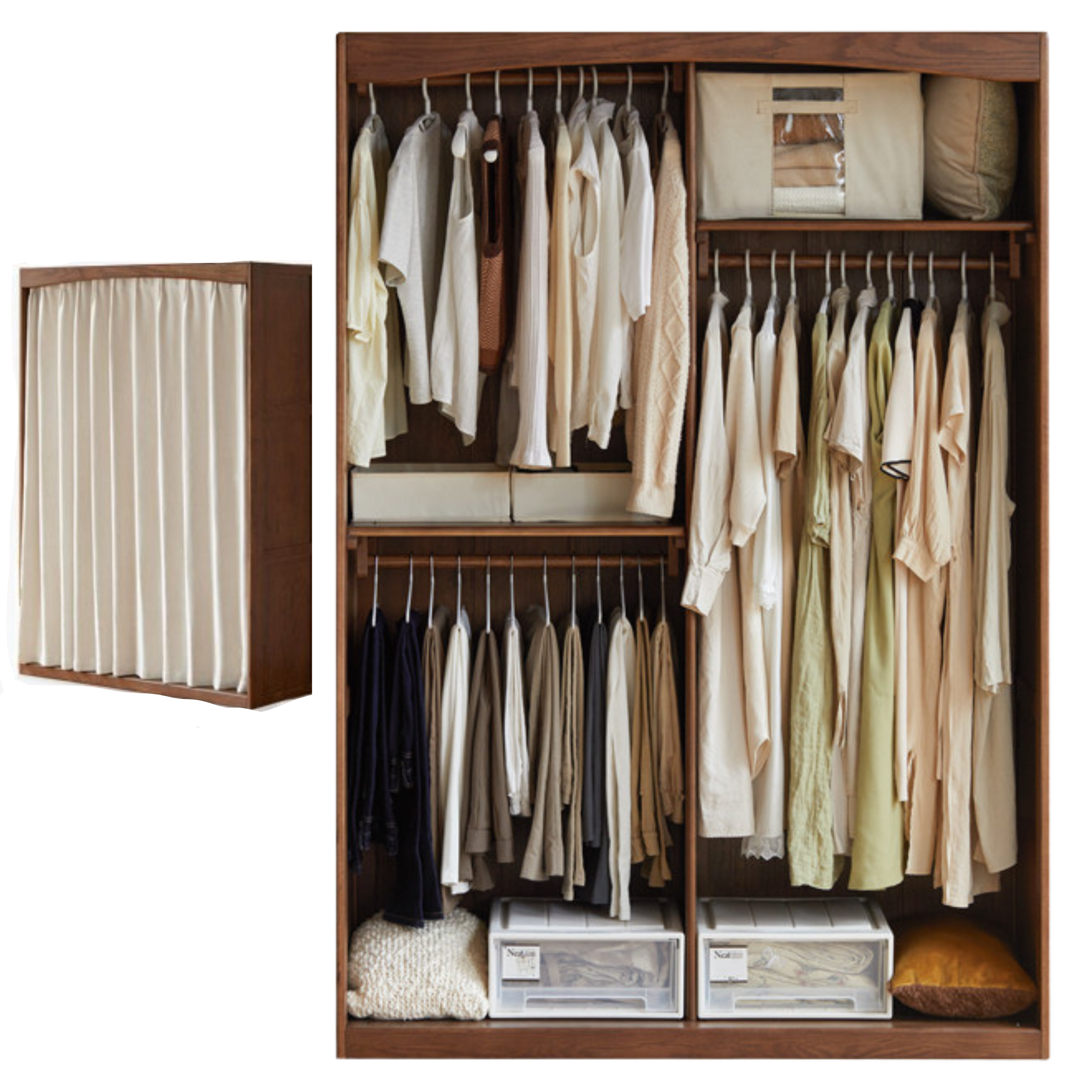 Oak solid wood Wardrobe Curtain Design
