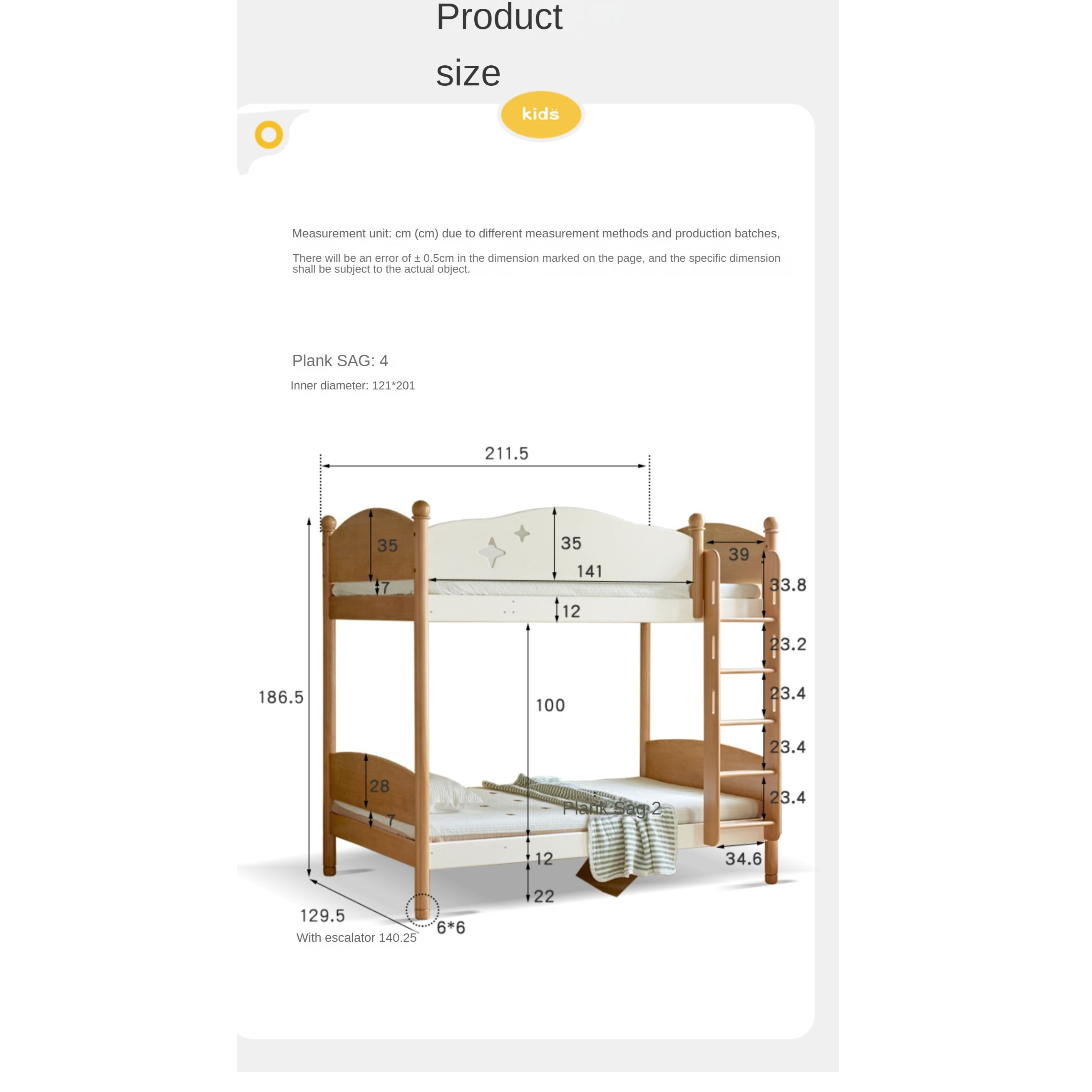 European Beech solid wood children's bunk bed.