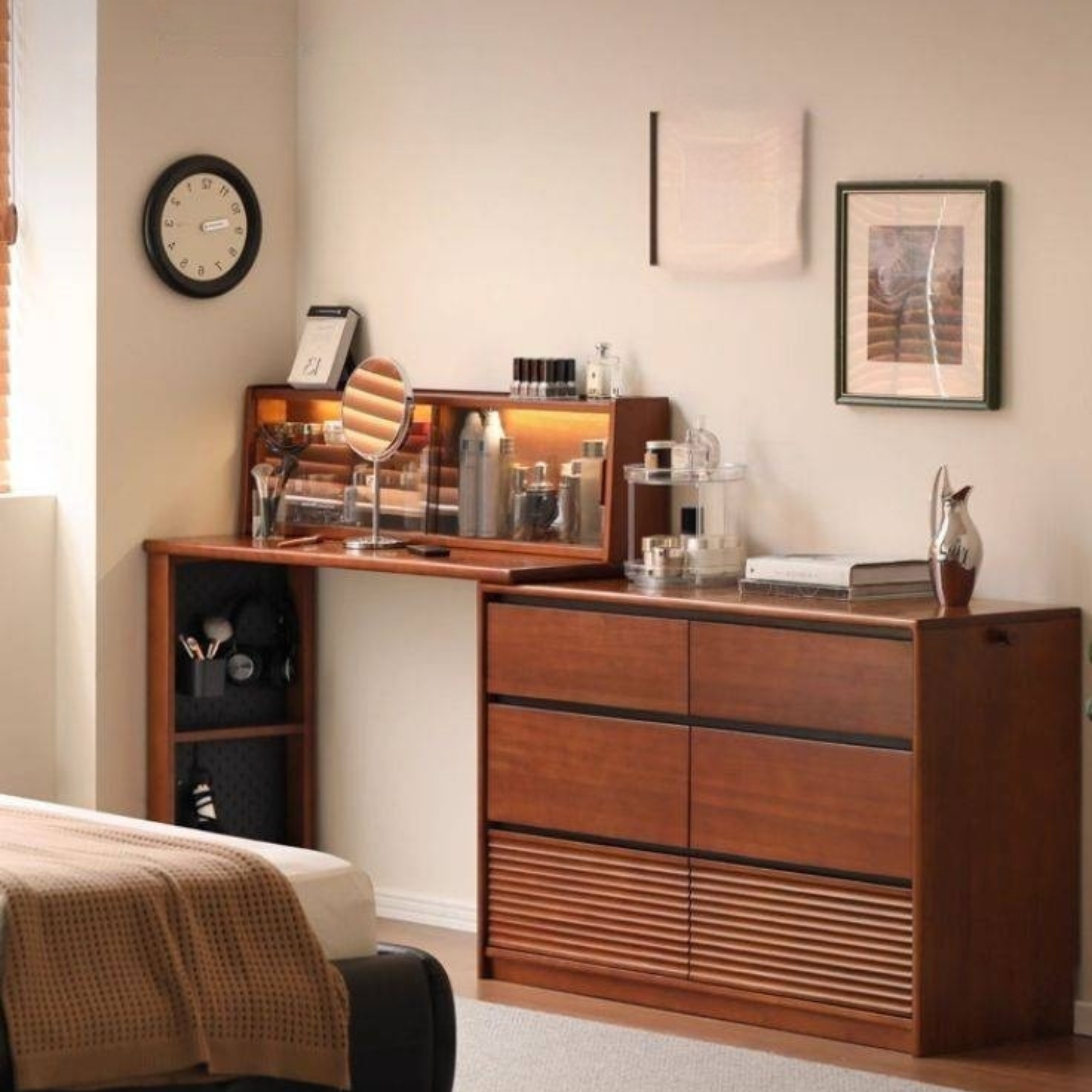 Pine Solid Wood Makeup Desk.
