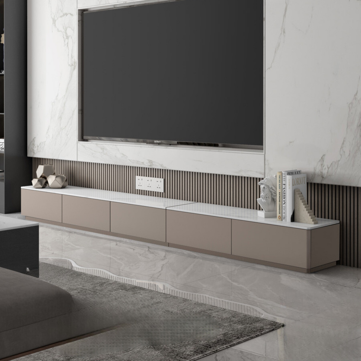Poplar Solid Wood Rock Slab TV Stand