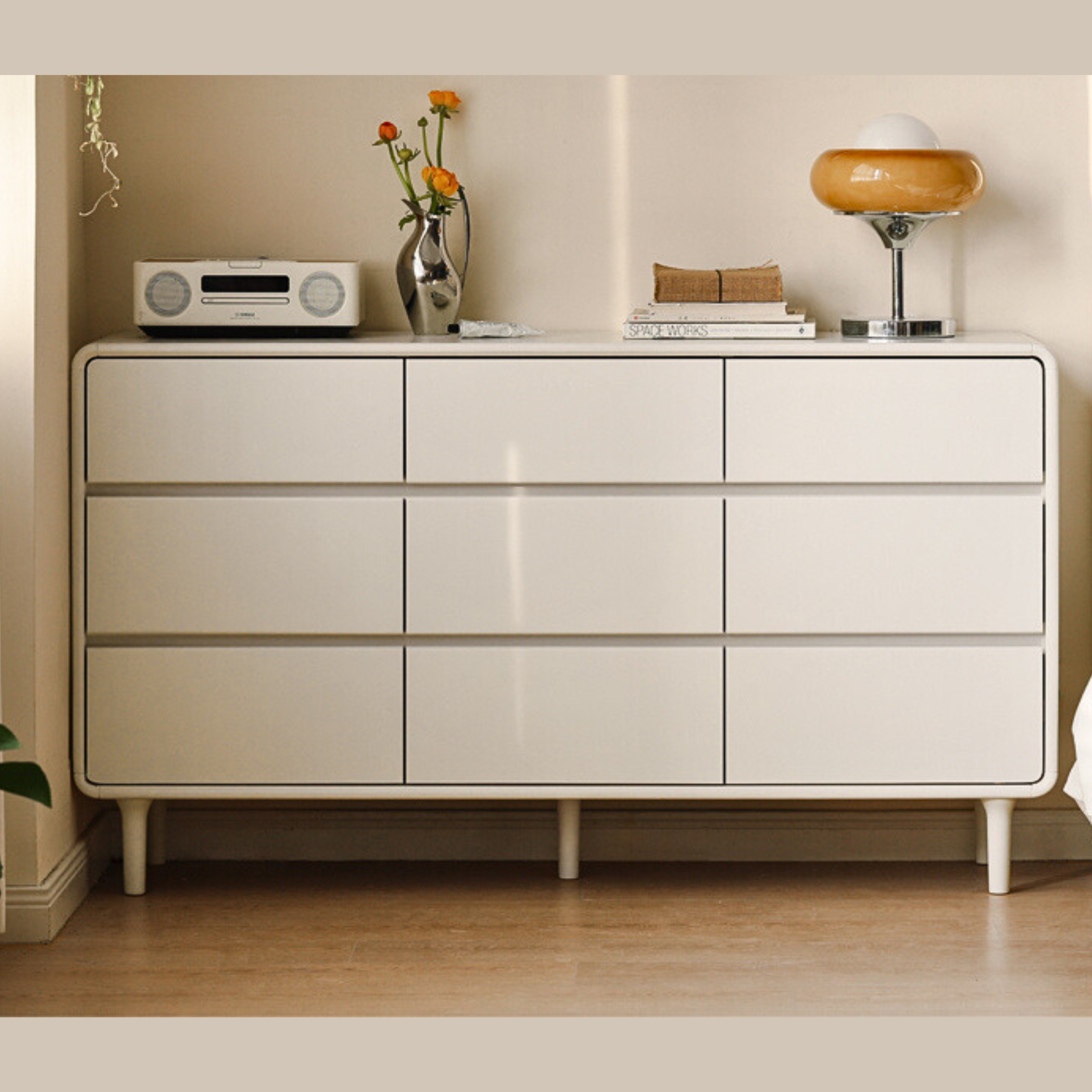 Ash solid wood Cream style chest of drawers