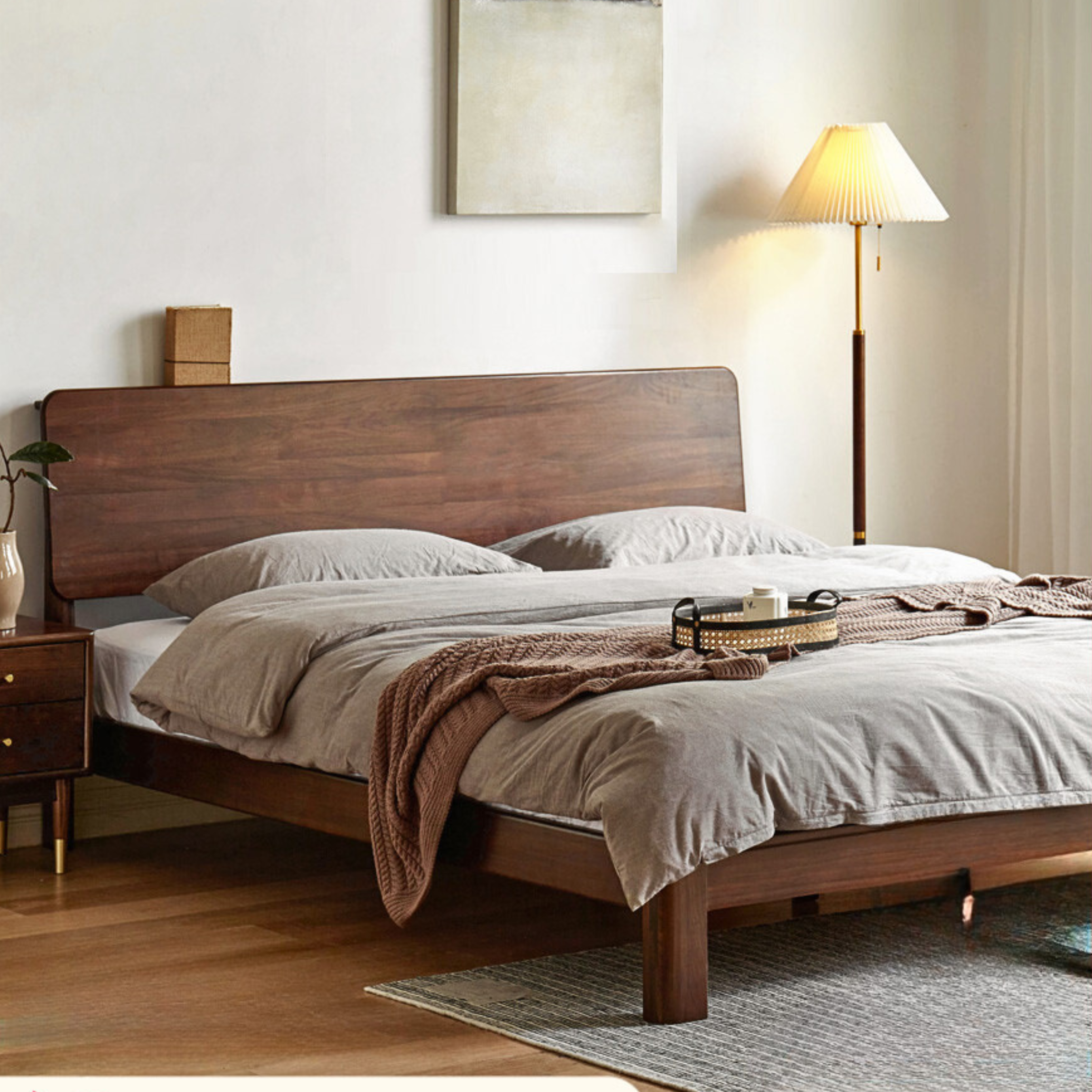 Black Walnut solid wood Bed"