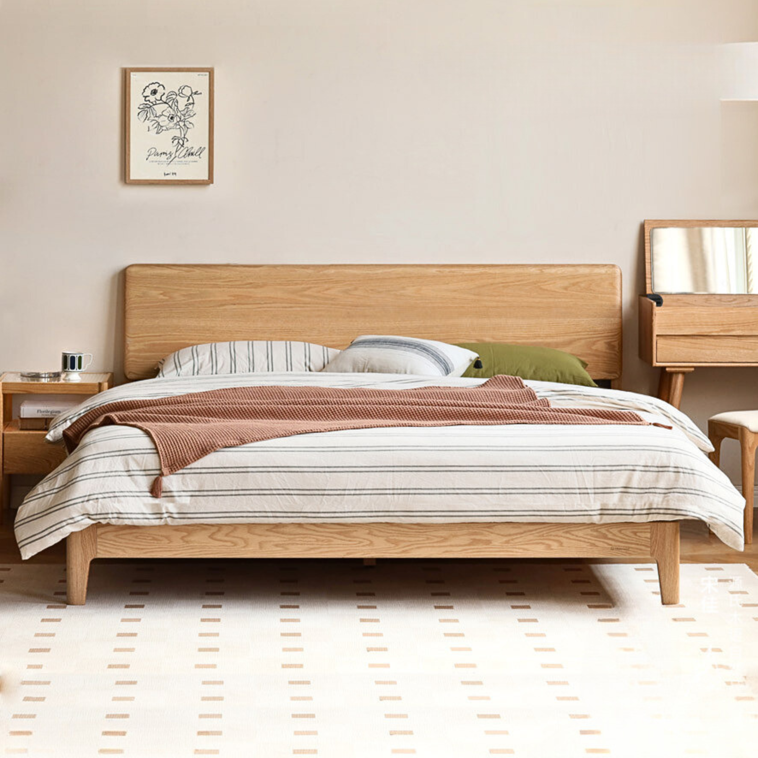 Oak solid wood bed "