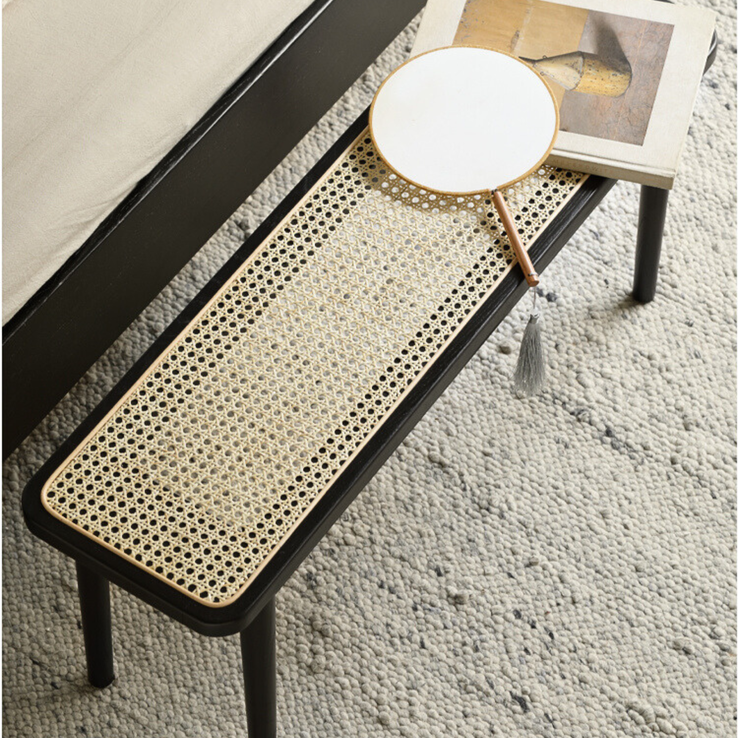 Cane rattan bench deals