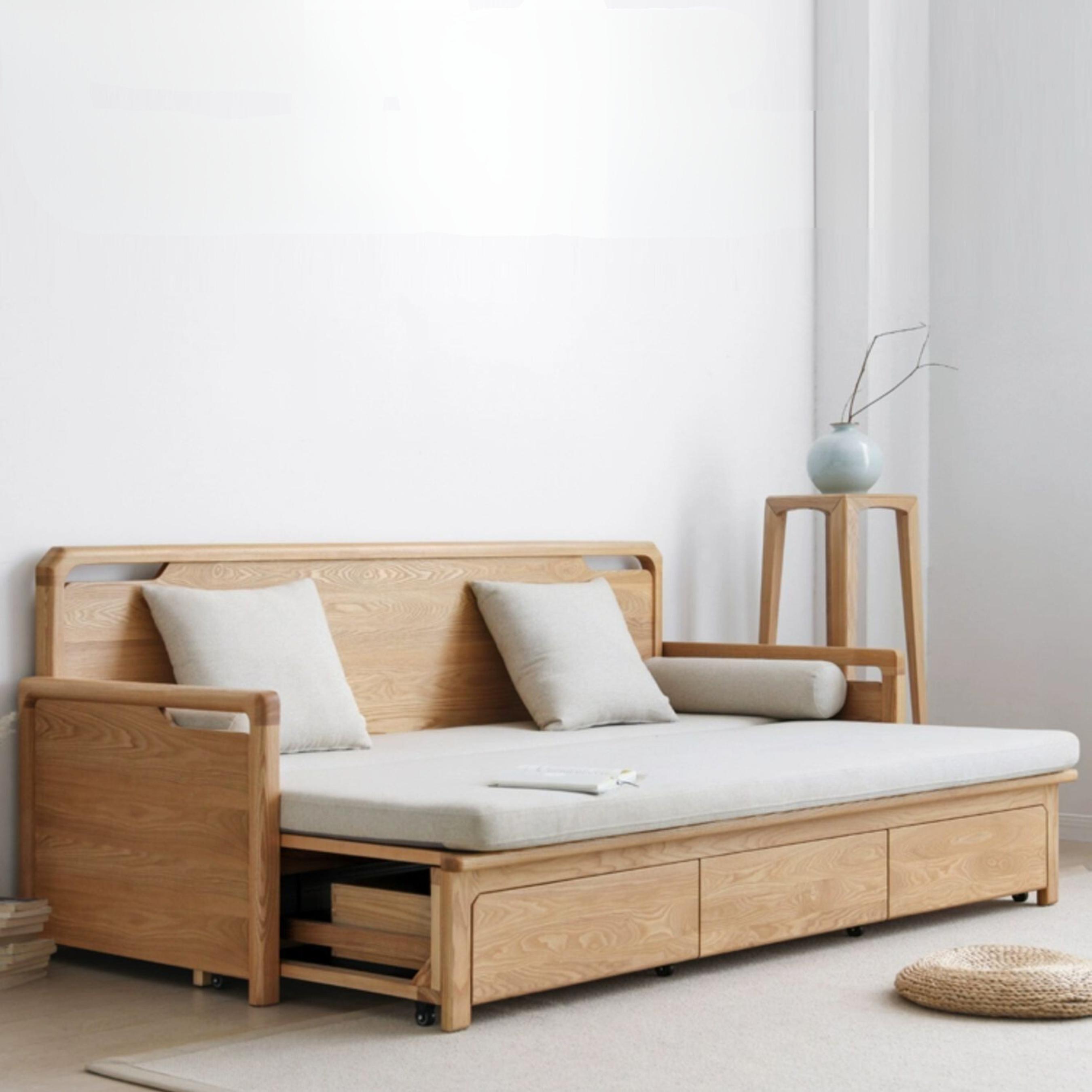 Storage Sleeper sofa Ash solid Wood+