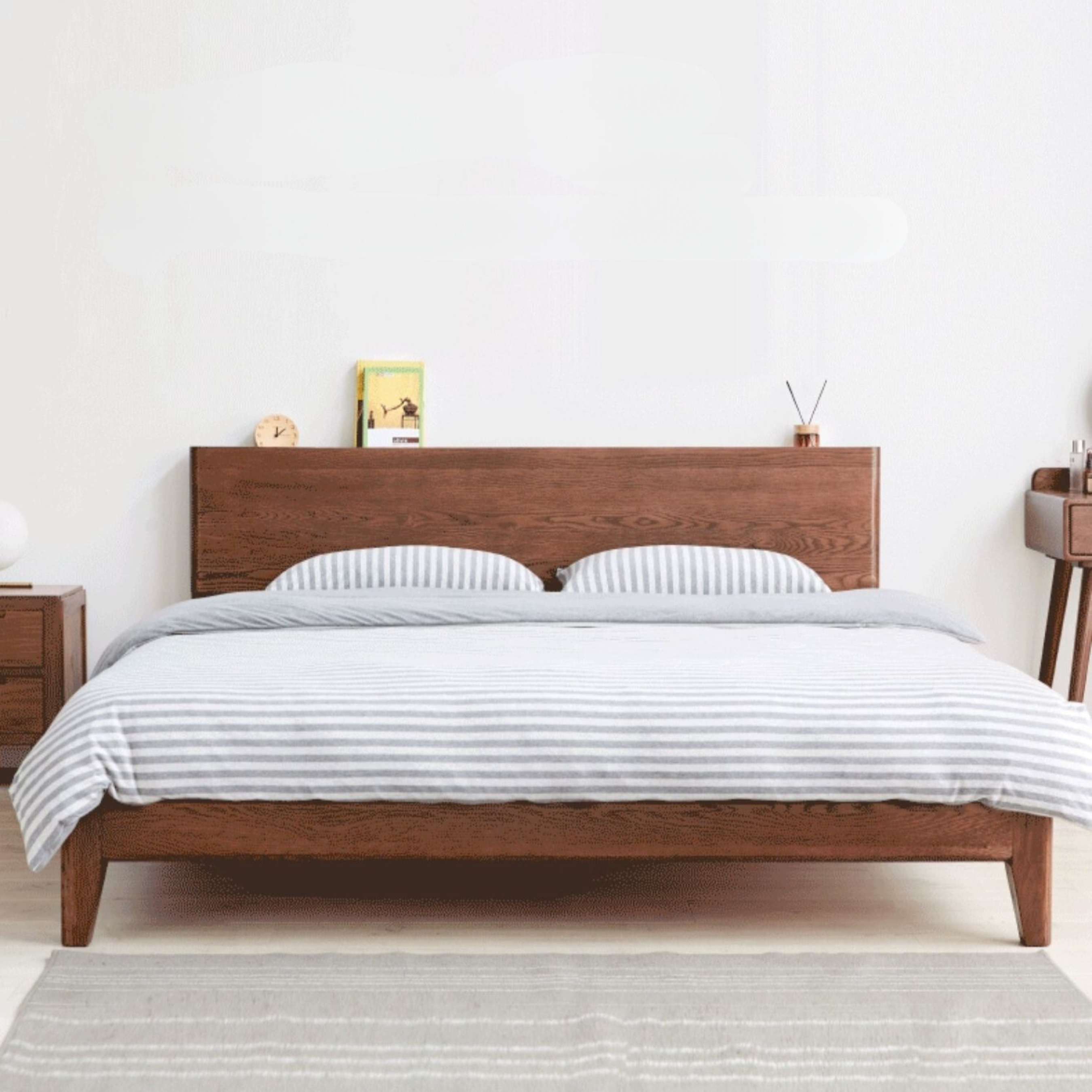 Modern solid best sale wood bed frame