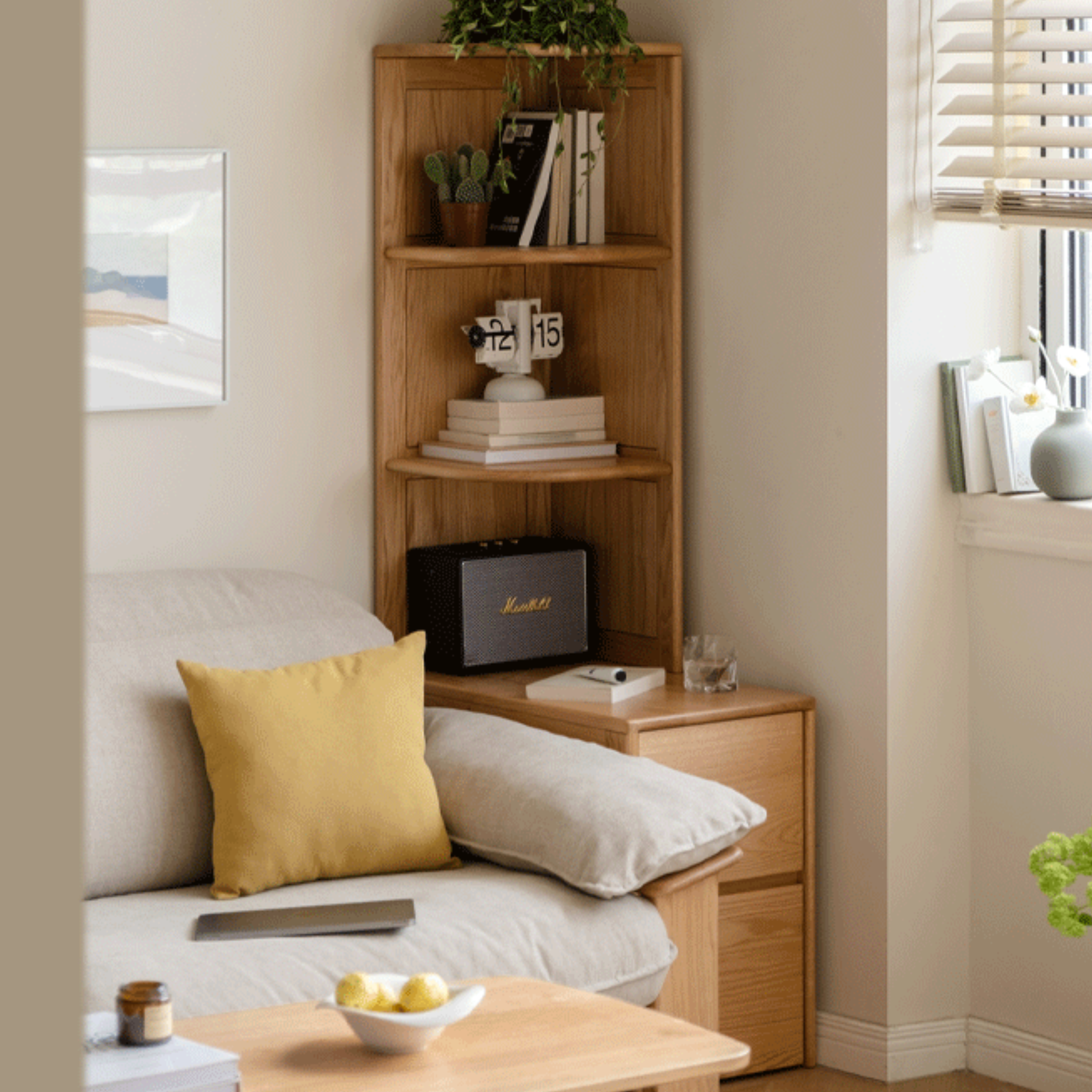 Oak Solid Wood Edge Side Cabinet Corner Bedside)