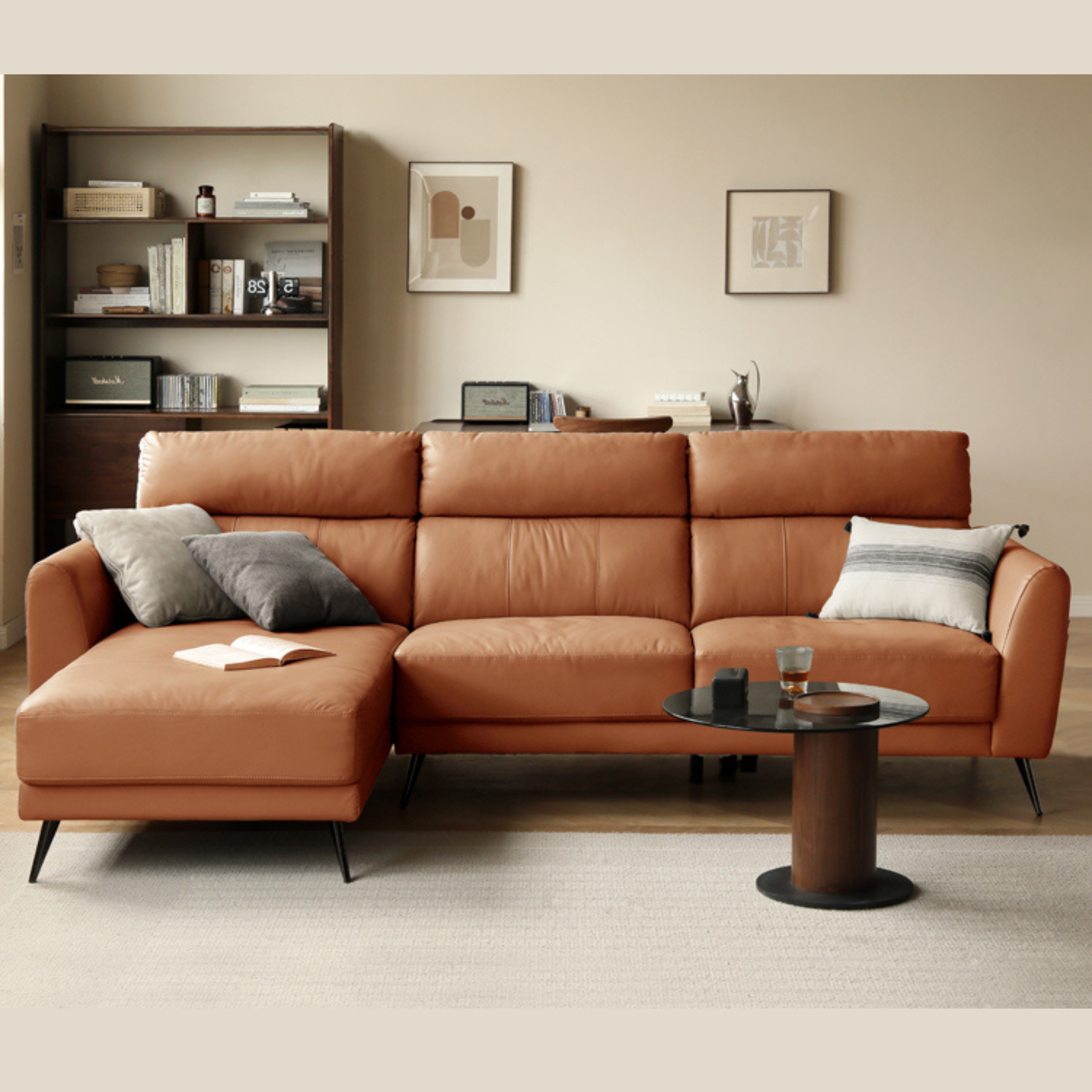 Genuine Leather Sofa, Top Layer Cowhide Italian Sofa"