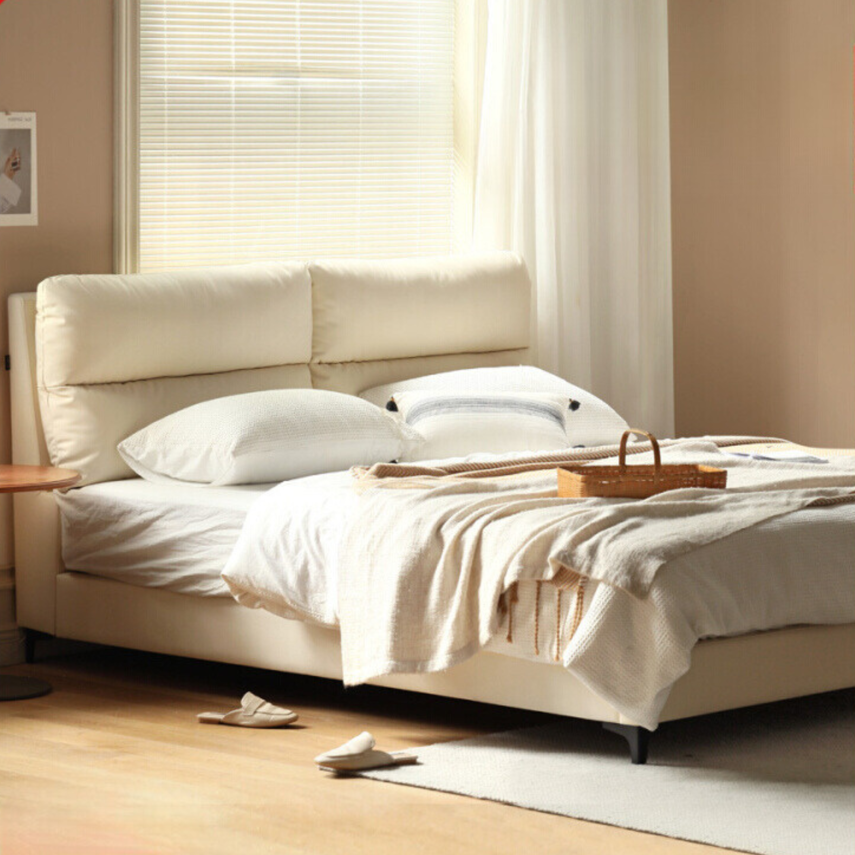 Organic leather, Fabric Modern bed, Atmospheric box Bed"