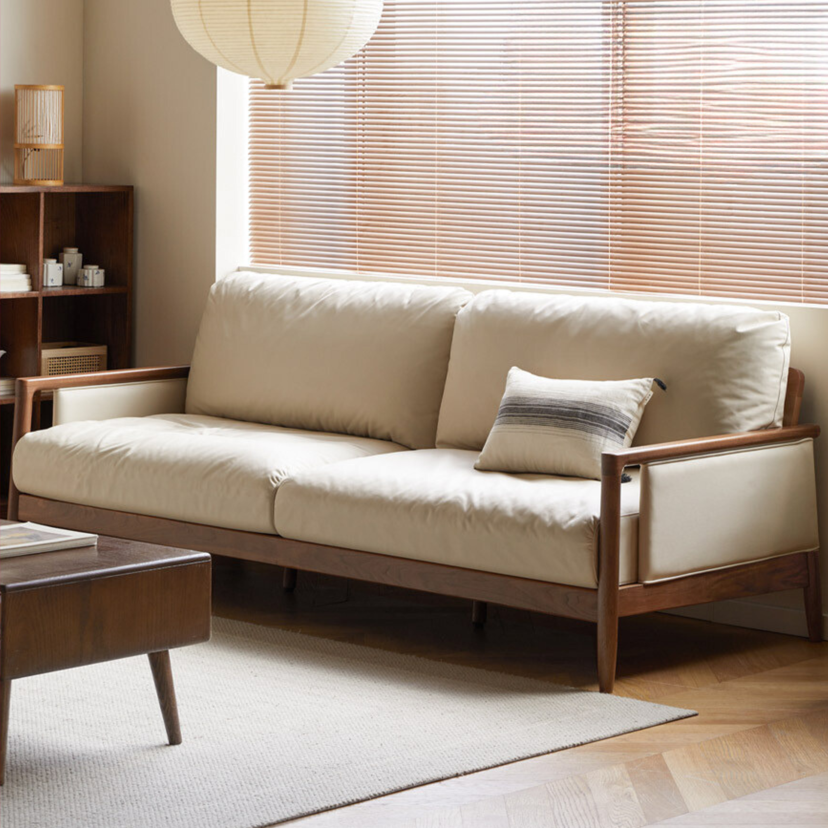 Black Walnut Solid Wood Technology Cloth Down Sofa"